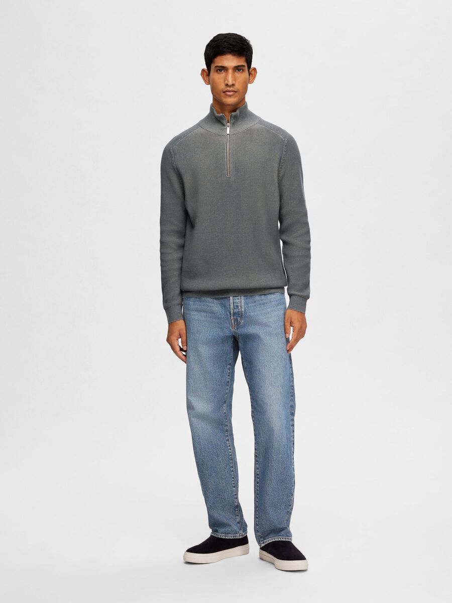 Selected Homme Half Zip Knit Jumper , Stormy
