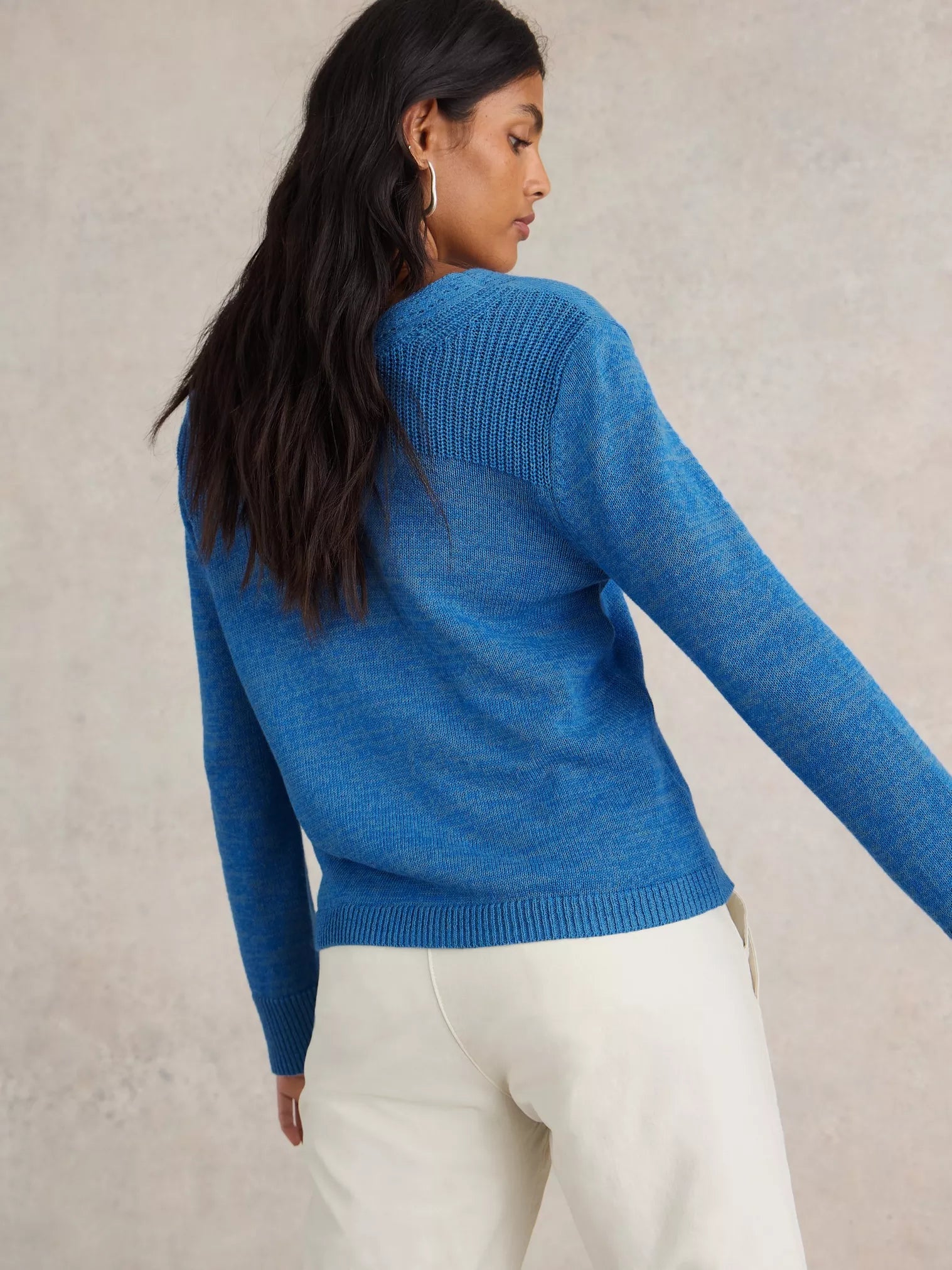 White Stuff Heather Jumper / Cardigan , Mid Blue