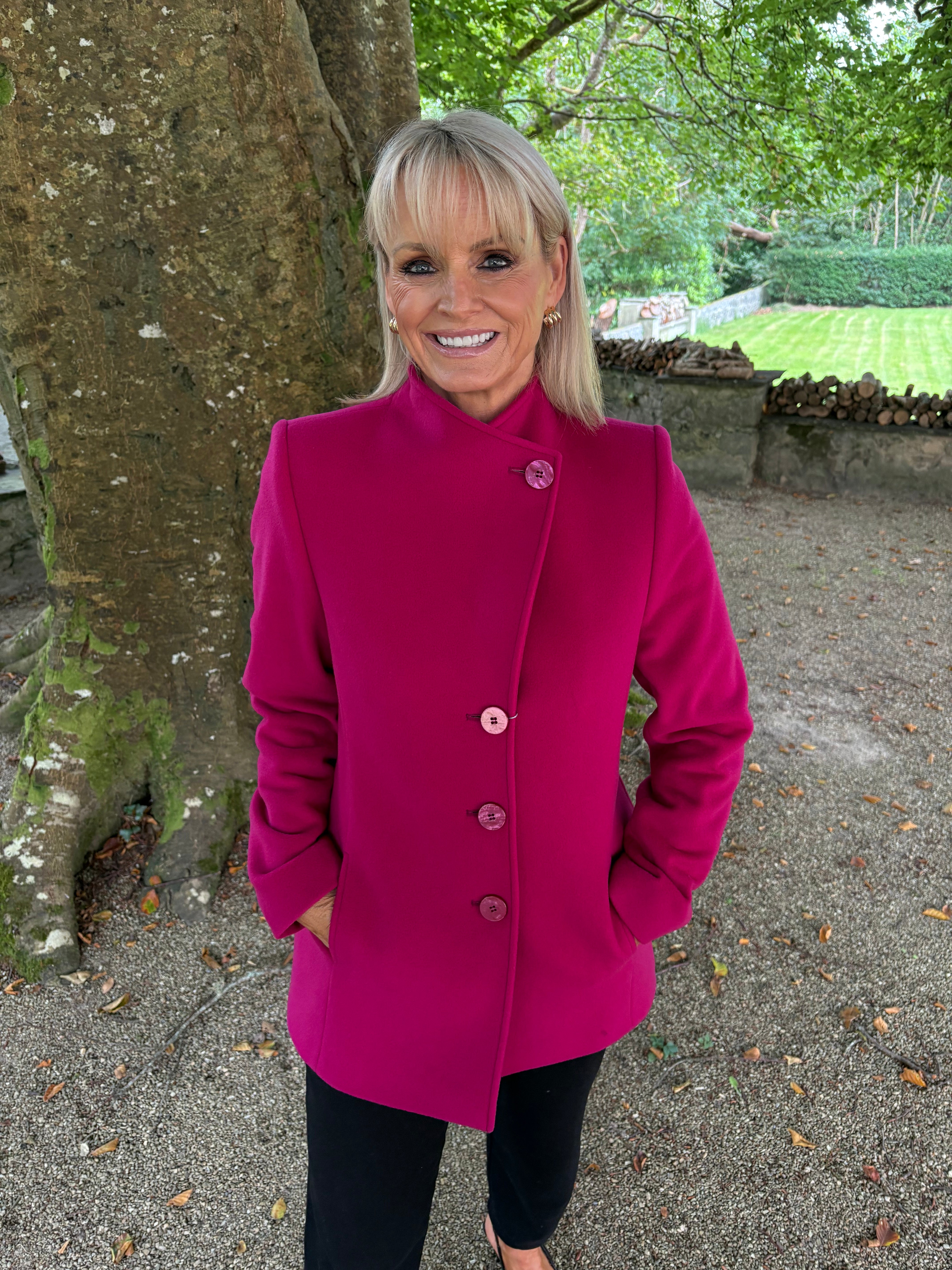 Christina Felix Short Wool Coat - Cerise Pink