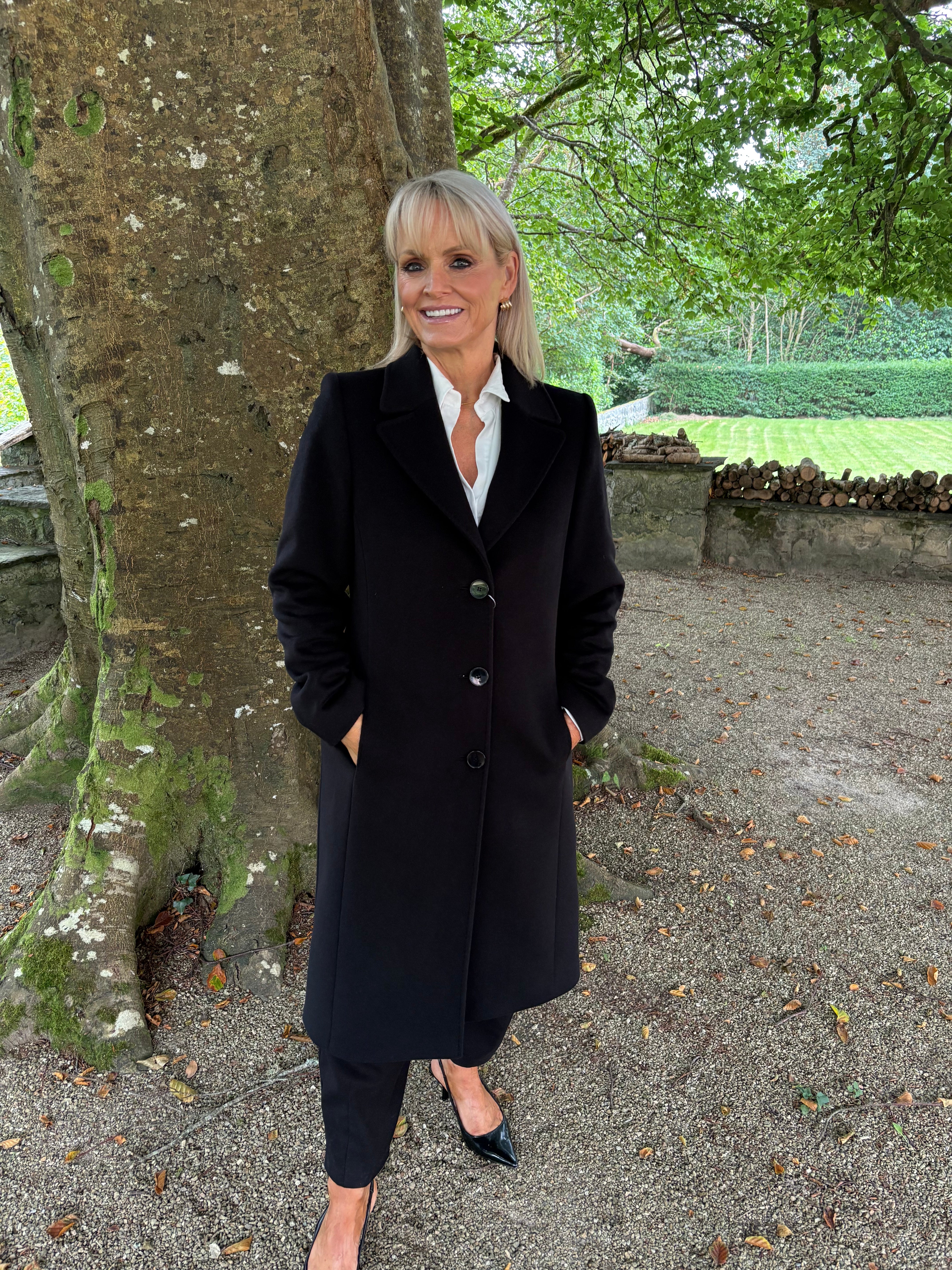 Christina Felix Wool & Cashmere Coat - Bottle Green & Black