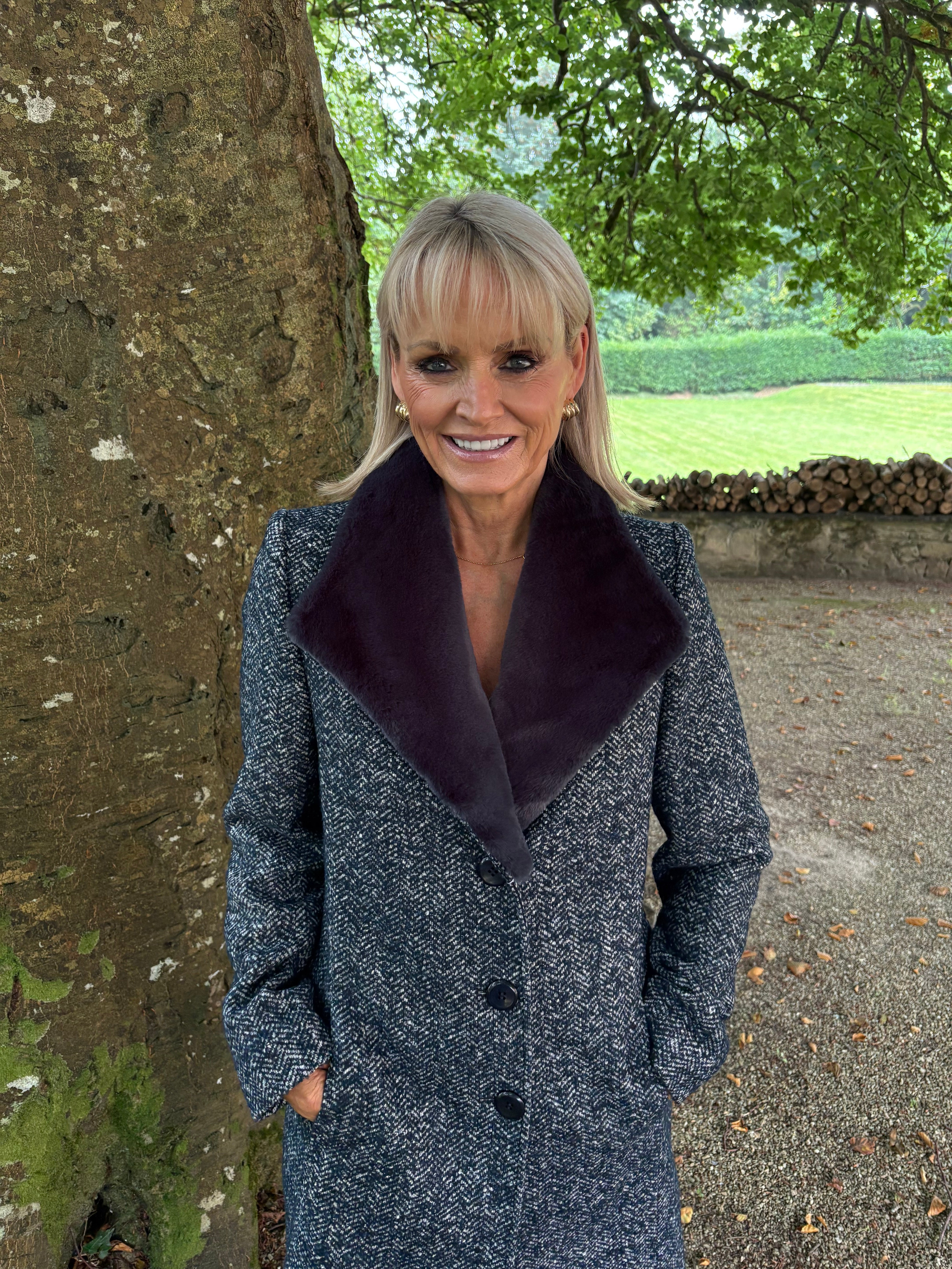Christina Felix Tweed Coat with Fur