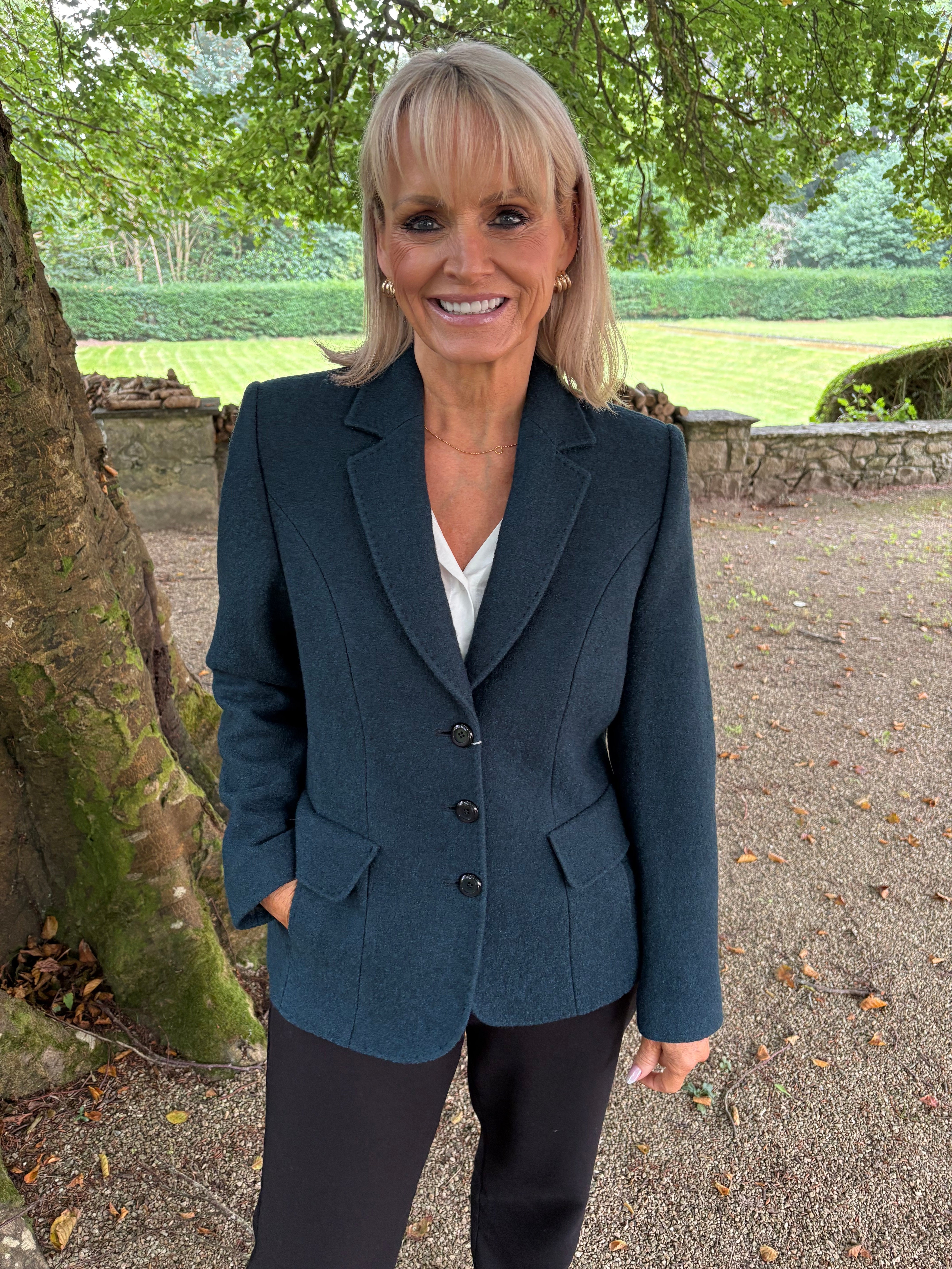 Christina Felix Wool Blazer - Teal & Black