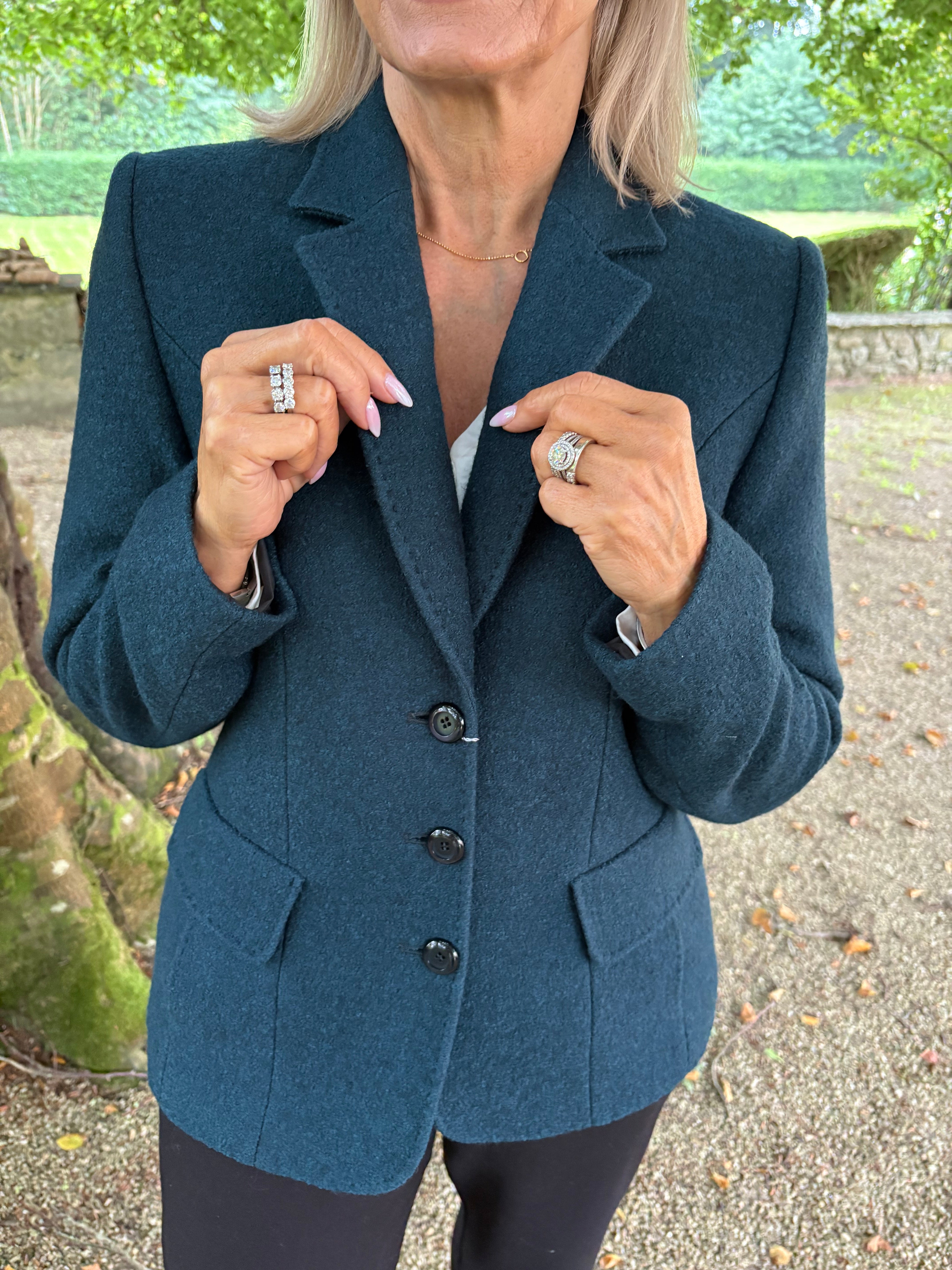 Christina Felix Wool Blazer - Teal & Black
