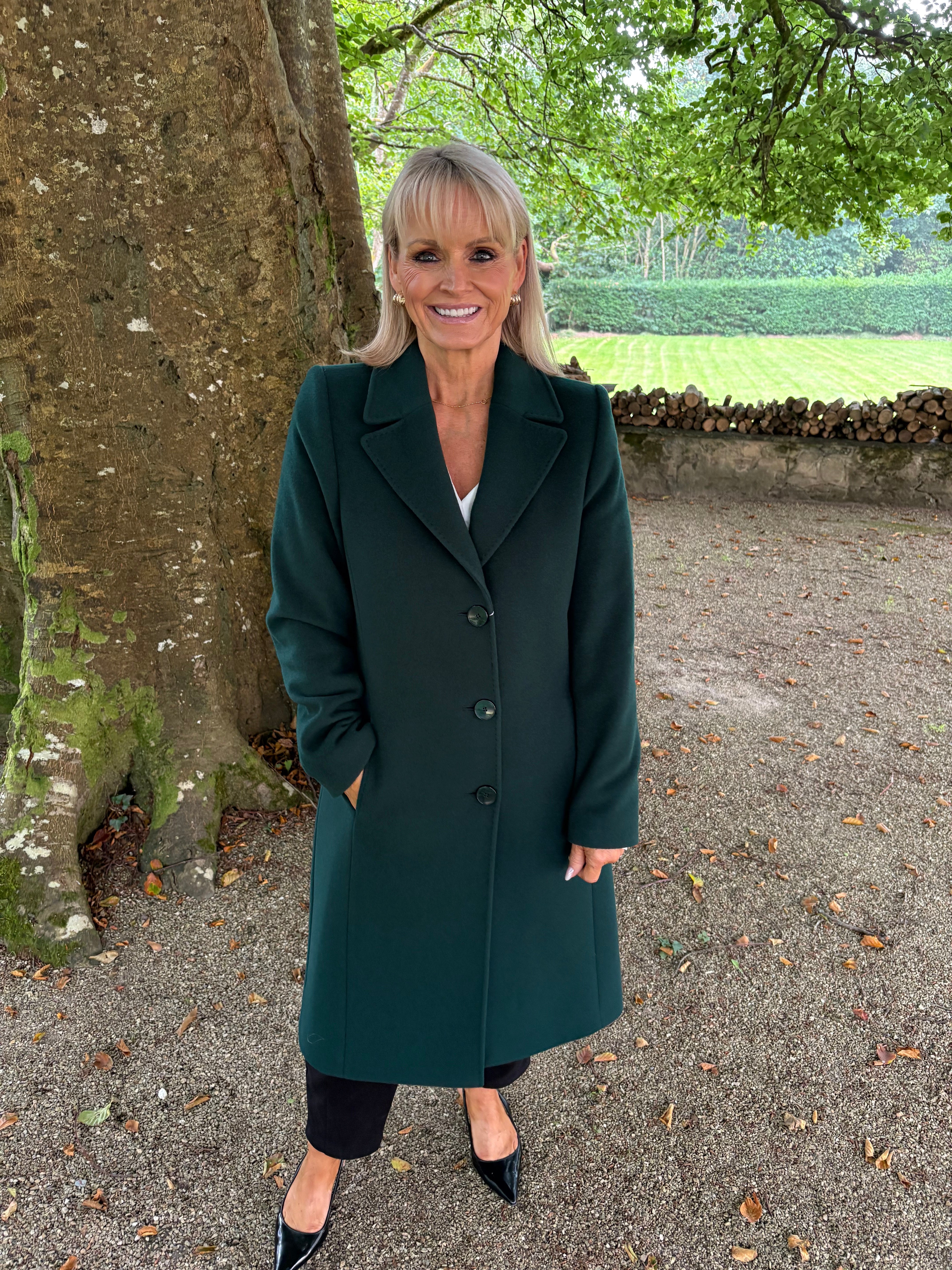 Christina Felix Wool & Cashmere Coat - Bottle Green & Black