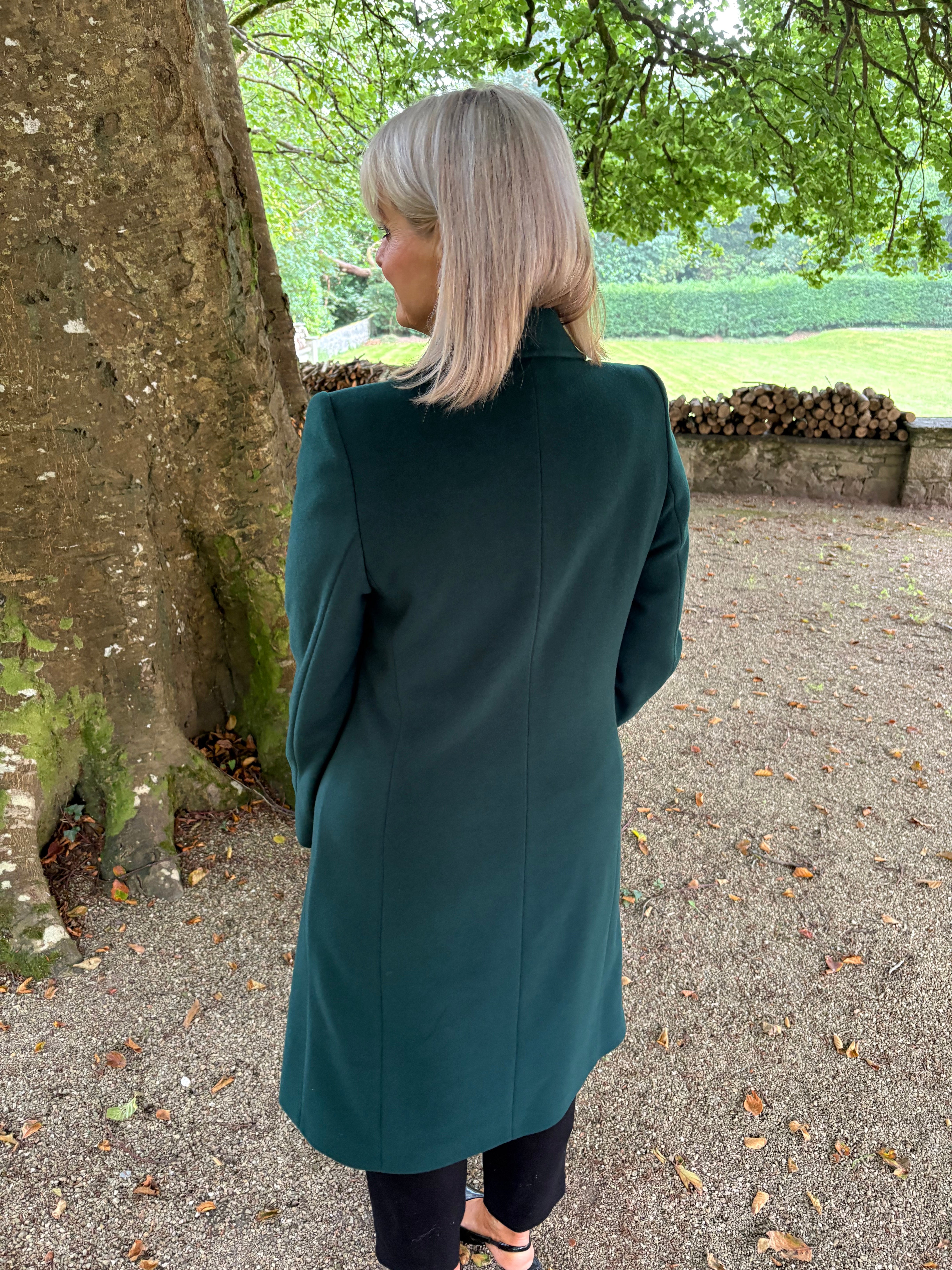 Christina Felix Wool & Cashmere Coat - Bottle Green & Black