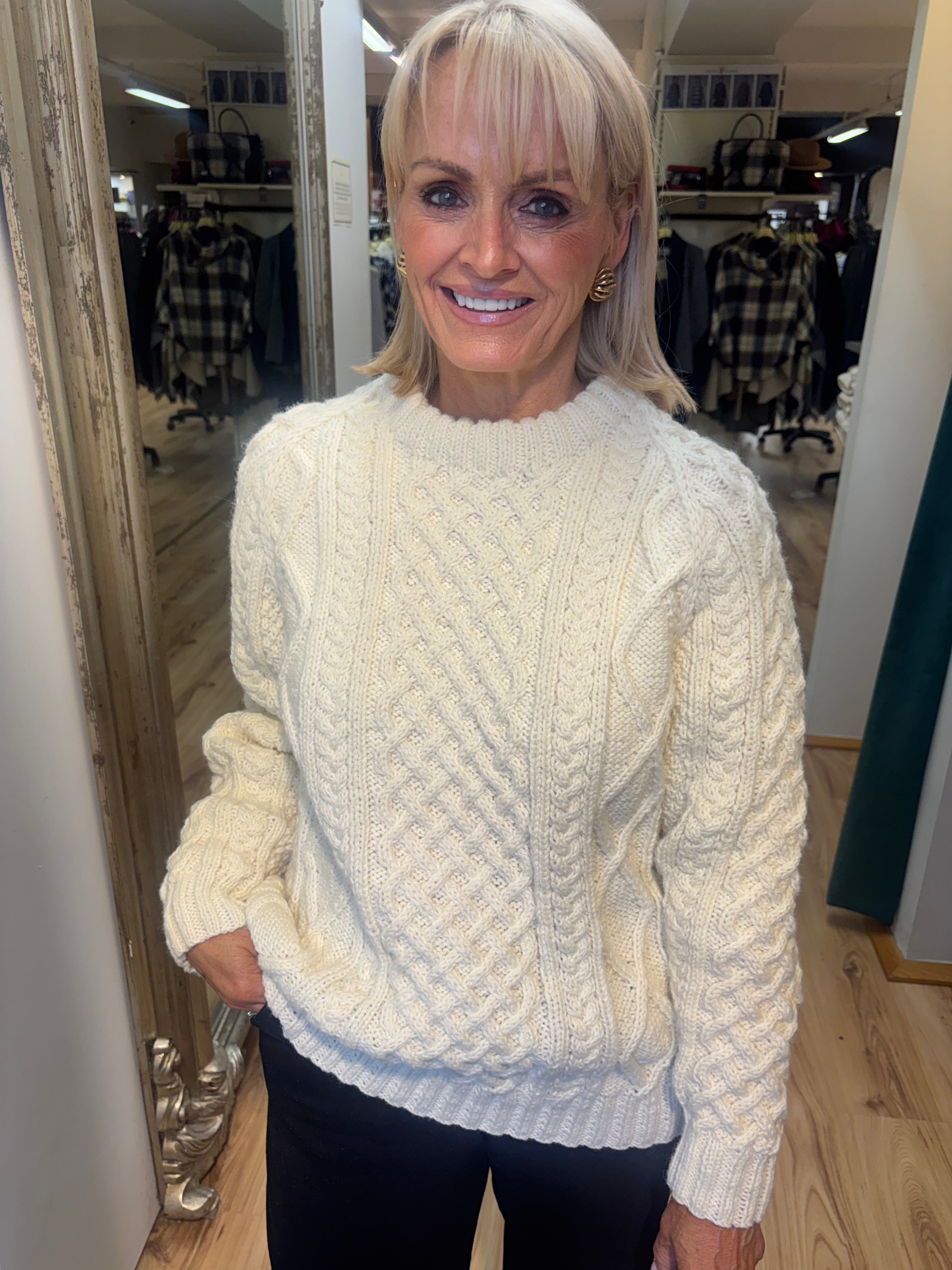 Old Irish Wool Handknit Crew Neck Sweater