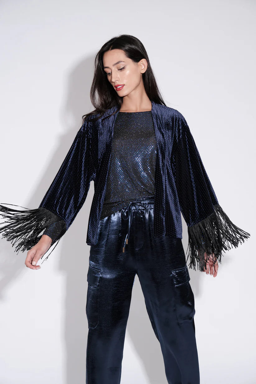 Louche Lilo Fringe Velvet Kimono