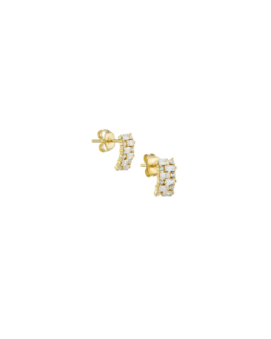 Mary K Gold Curve Zircon Stud Earrings
