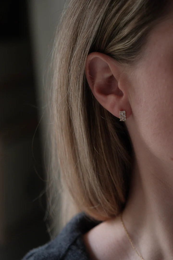 Mary K Gold Curve Zircon Stud Earrings