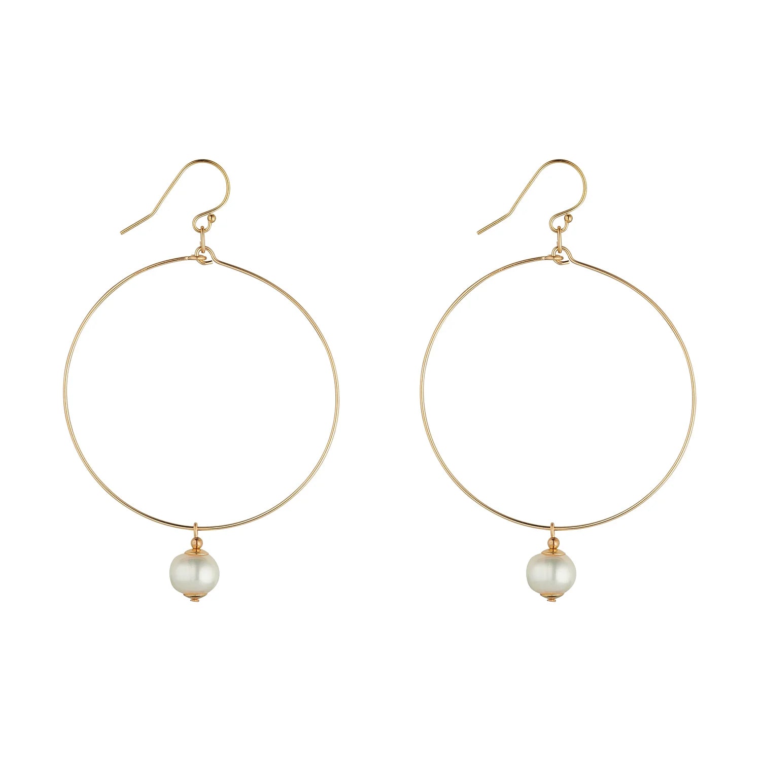 MoMuse Gold Filled Freshwater Pearl Hoop Earrings