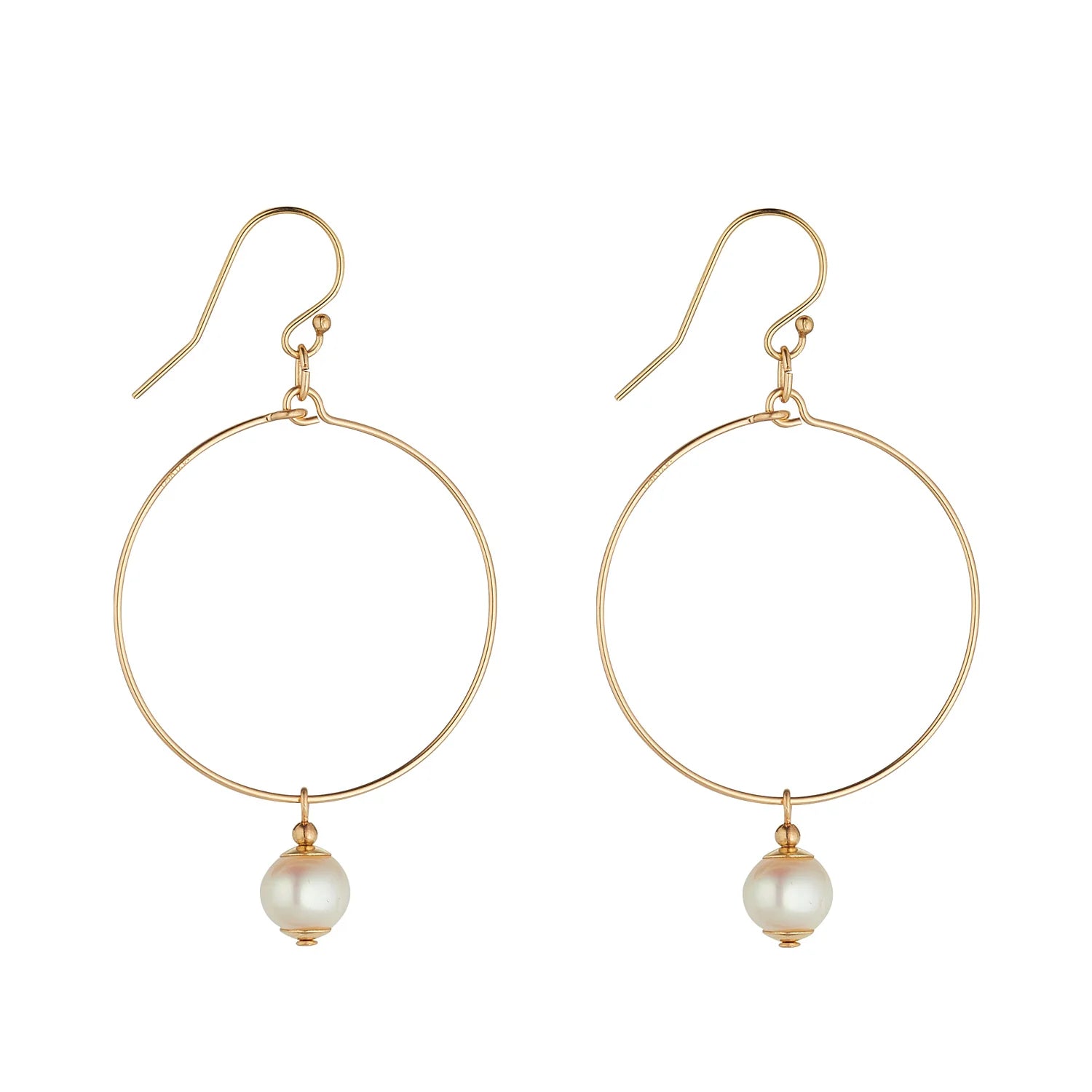 MoMuse Gold Filled Freshwater Pearl Hoop Earrings