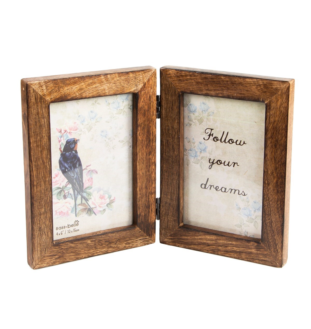 Sass & Belle | Double Dark Brown Wood Photo Frame