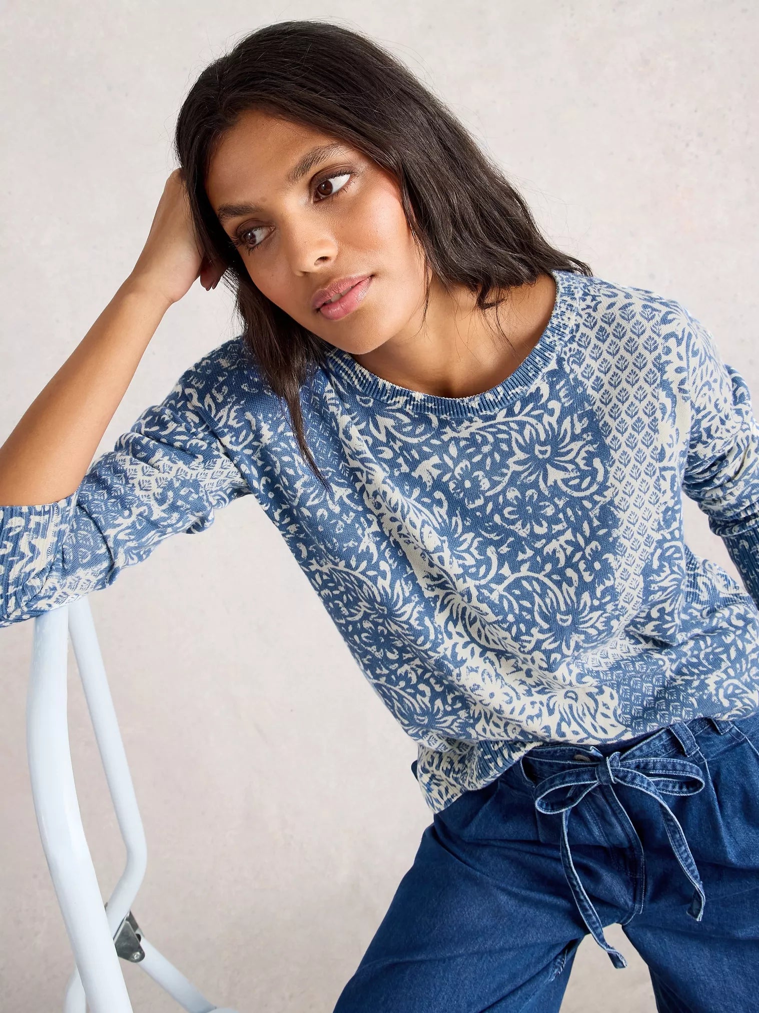 White Stuff Olive Print Jumper