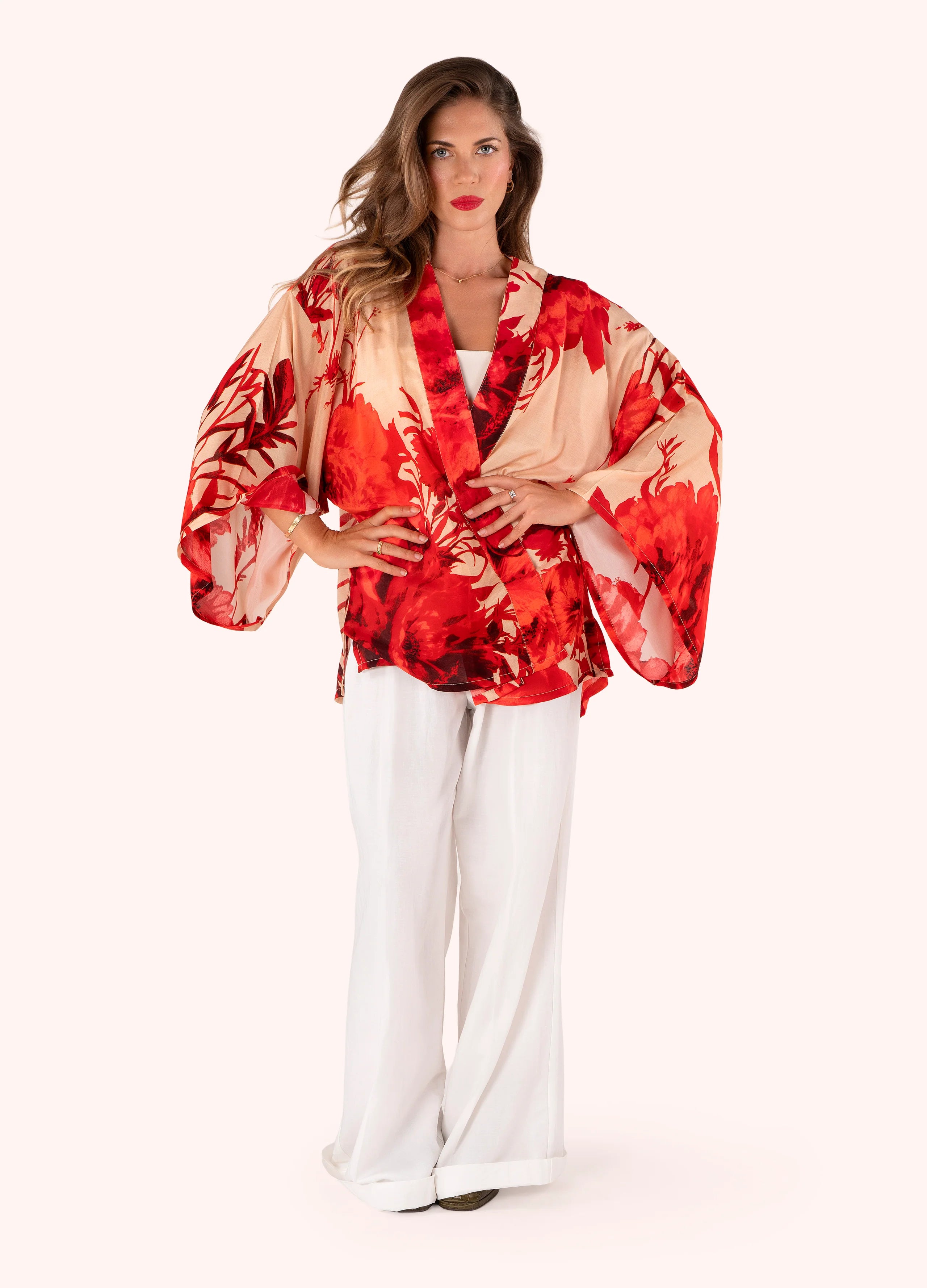 Powder Kimono Jacket Rouge Blooms