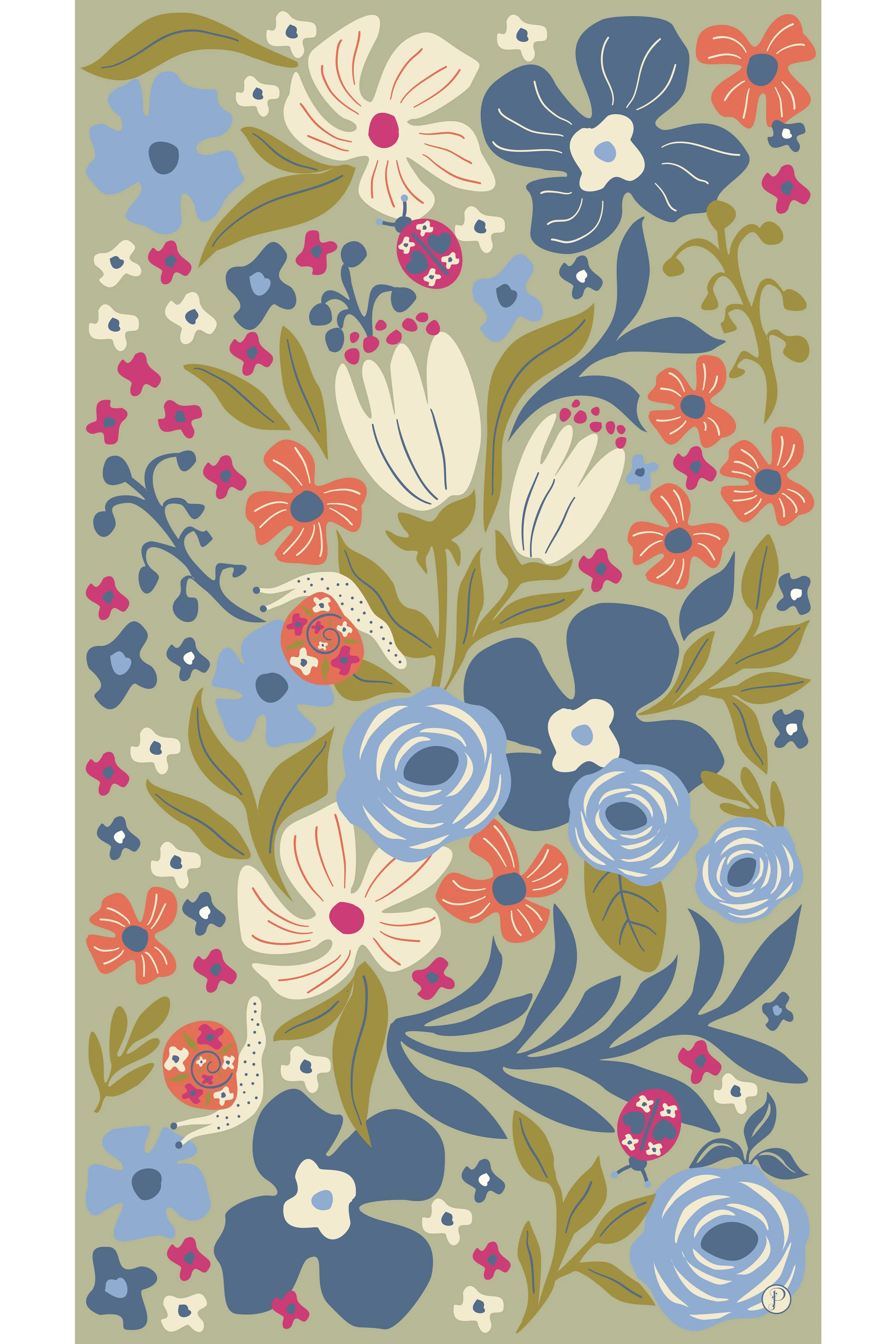 Powder Garden Friends in Wild Flowers Print Scarf