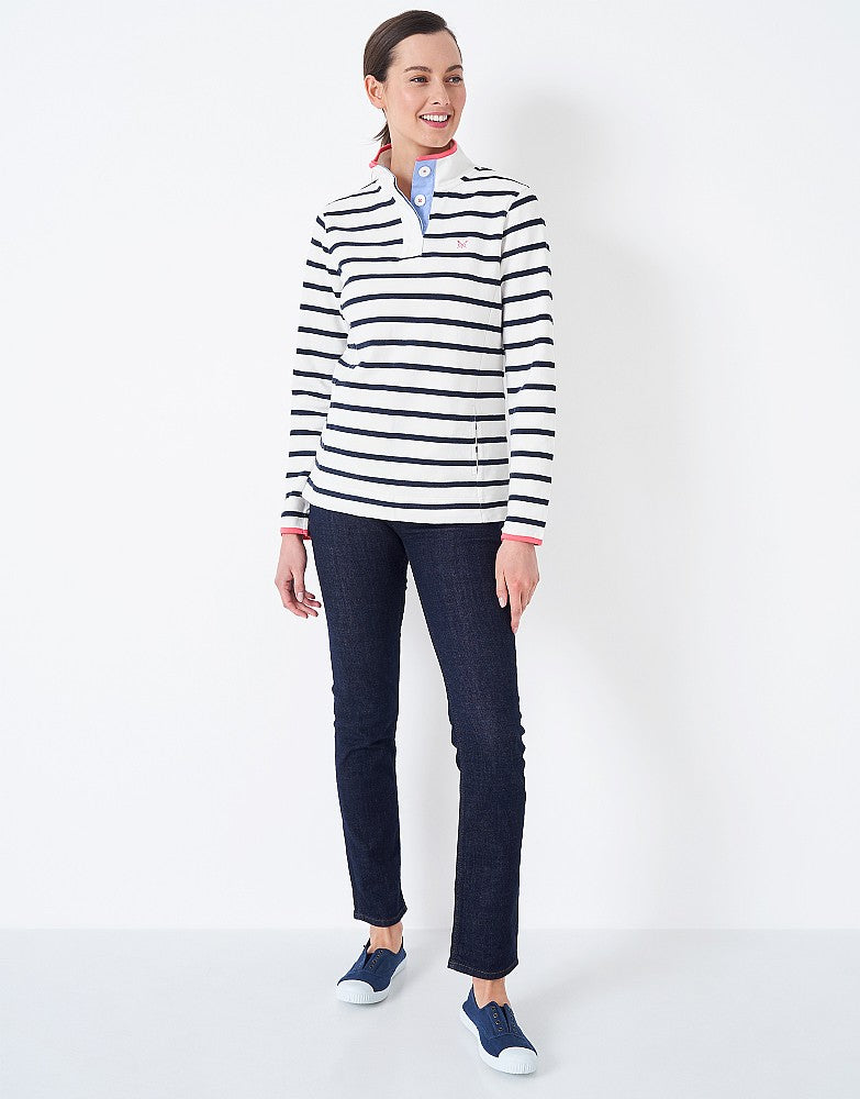 Crew Clothing Padstow Pique Sweater , Navy / White