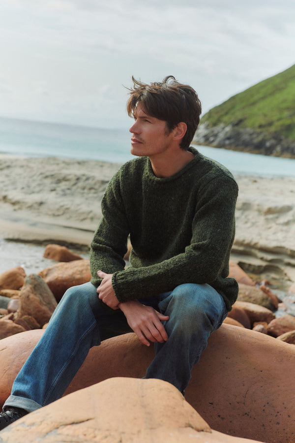 Raheen Tweed Roll Neck Mens Sweater