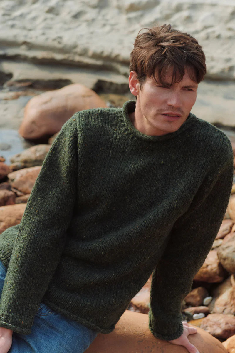 Raheen Tweed Roll Neck Mens Sweater