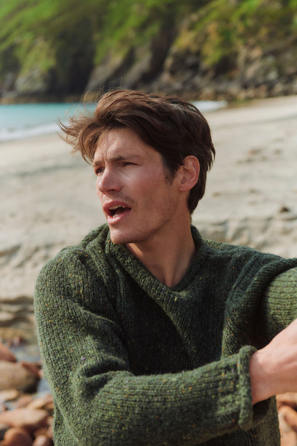 Raheen Tweed Roll Neck Mens Sweater