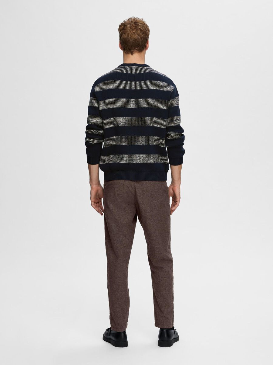 Selected Homme Relaxed Stripe Crew Jumper , Sky Captain