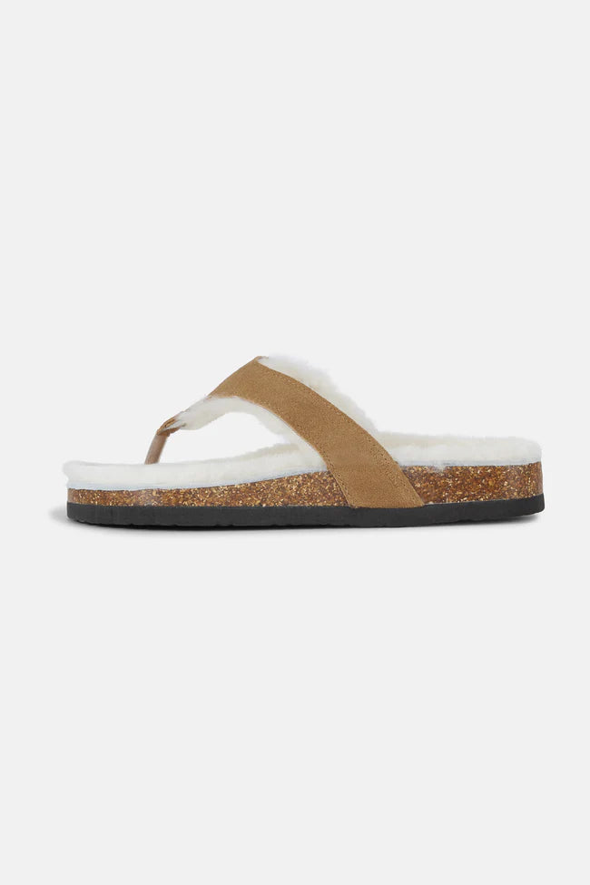 Ilse Jacobsen Fur Lined Slip-In Sandal , Golden Brown