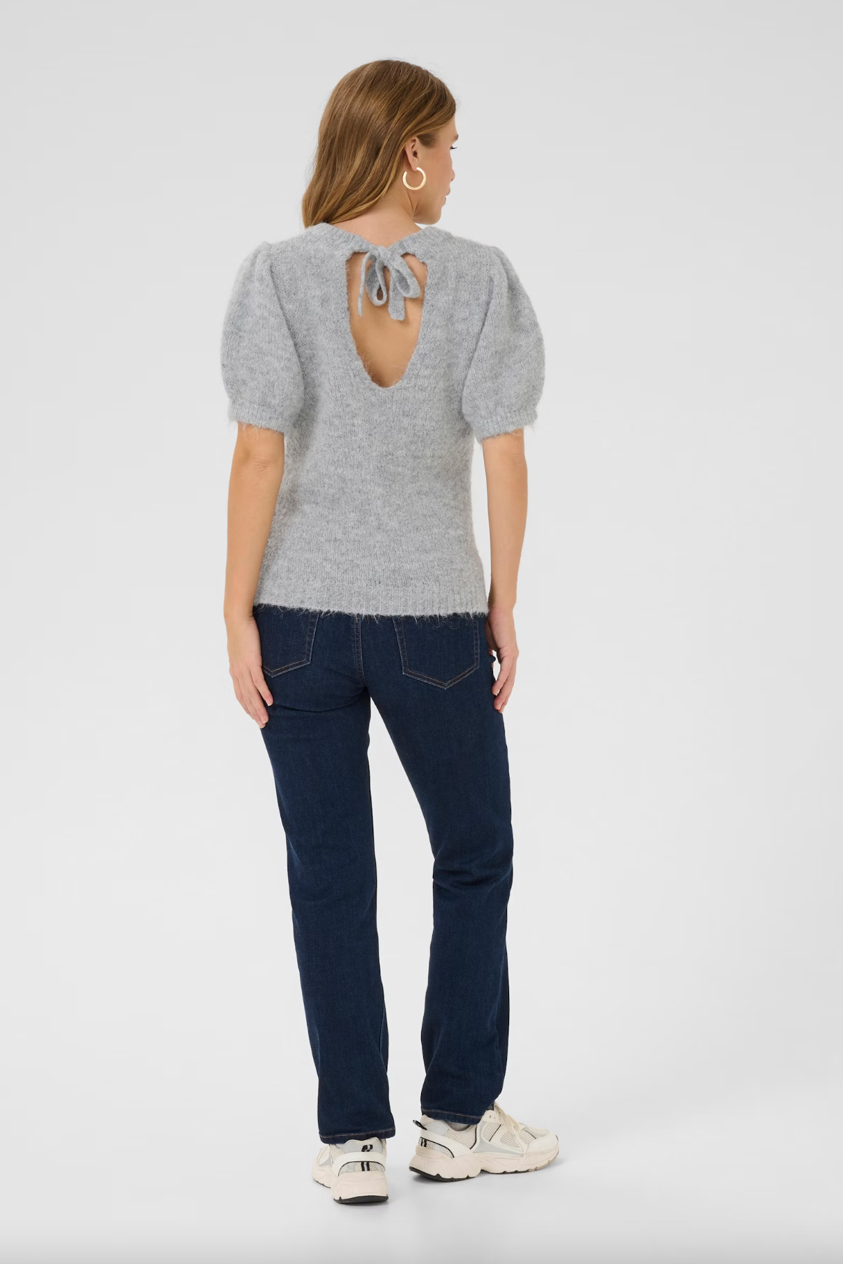 Kaffe KAemilie Bow Pullover , Grey Melange