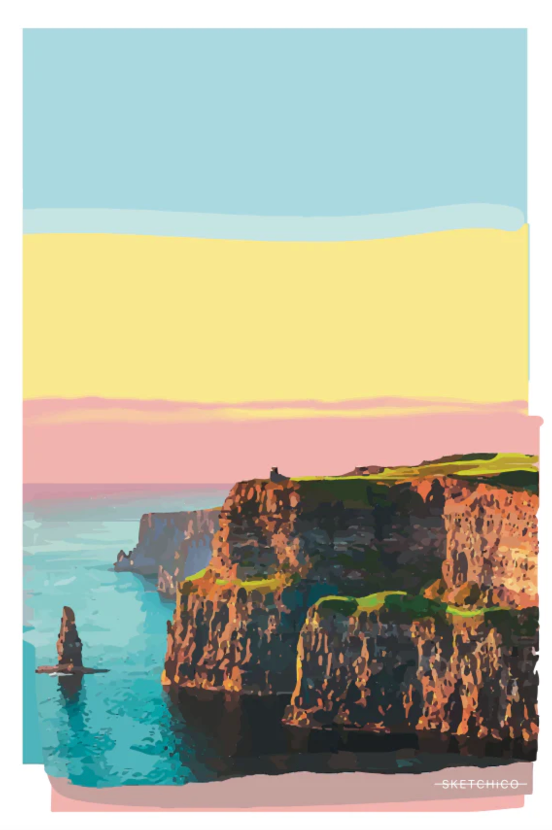 Sketchico Cliffs of Moher , 8x8