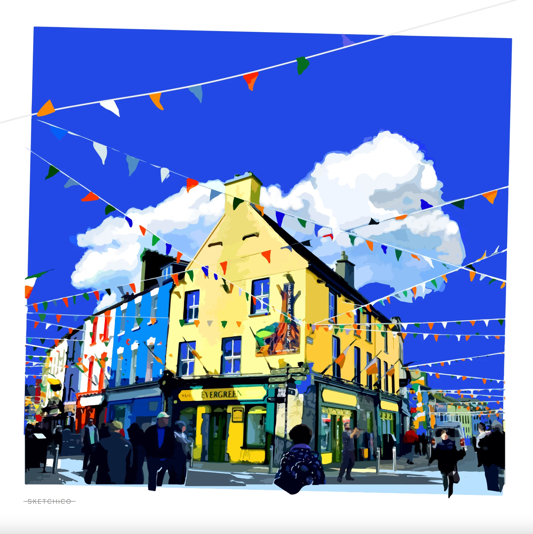 Sketchico Shop Street , 8x8