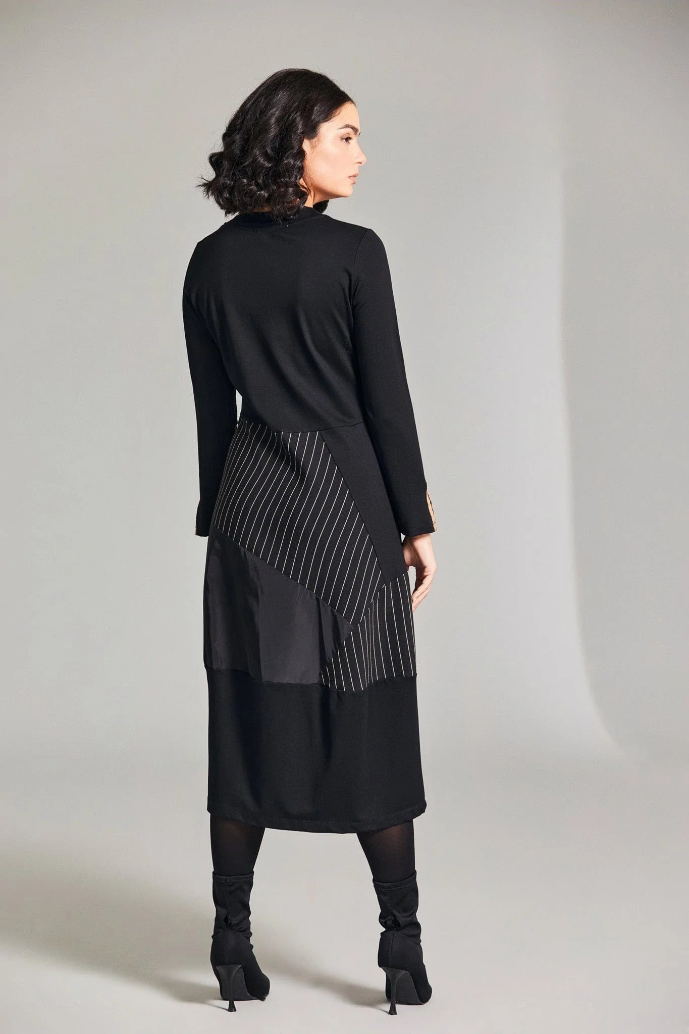 Peruzzi Pinstripe Trim Dress