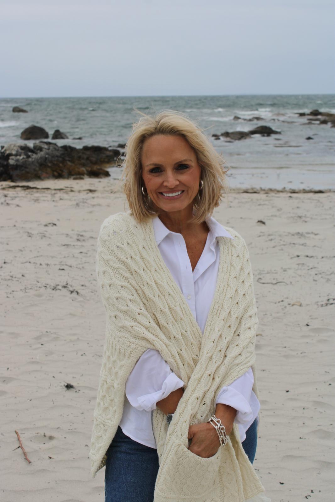Wrap with Pockets , Merino White