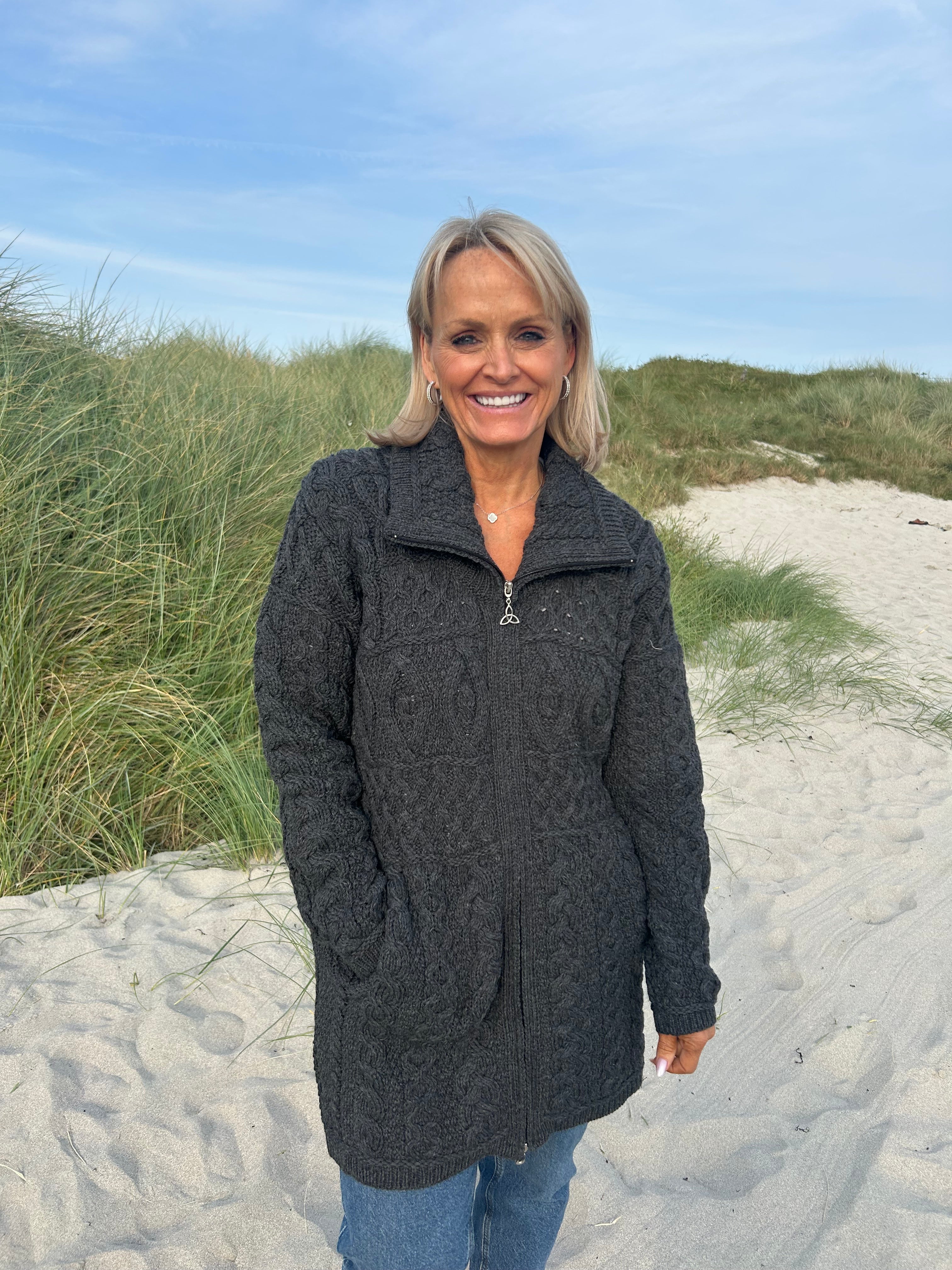 High Collar Coat , Charcoal