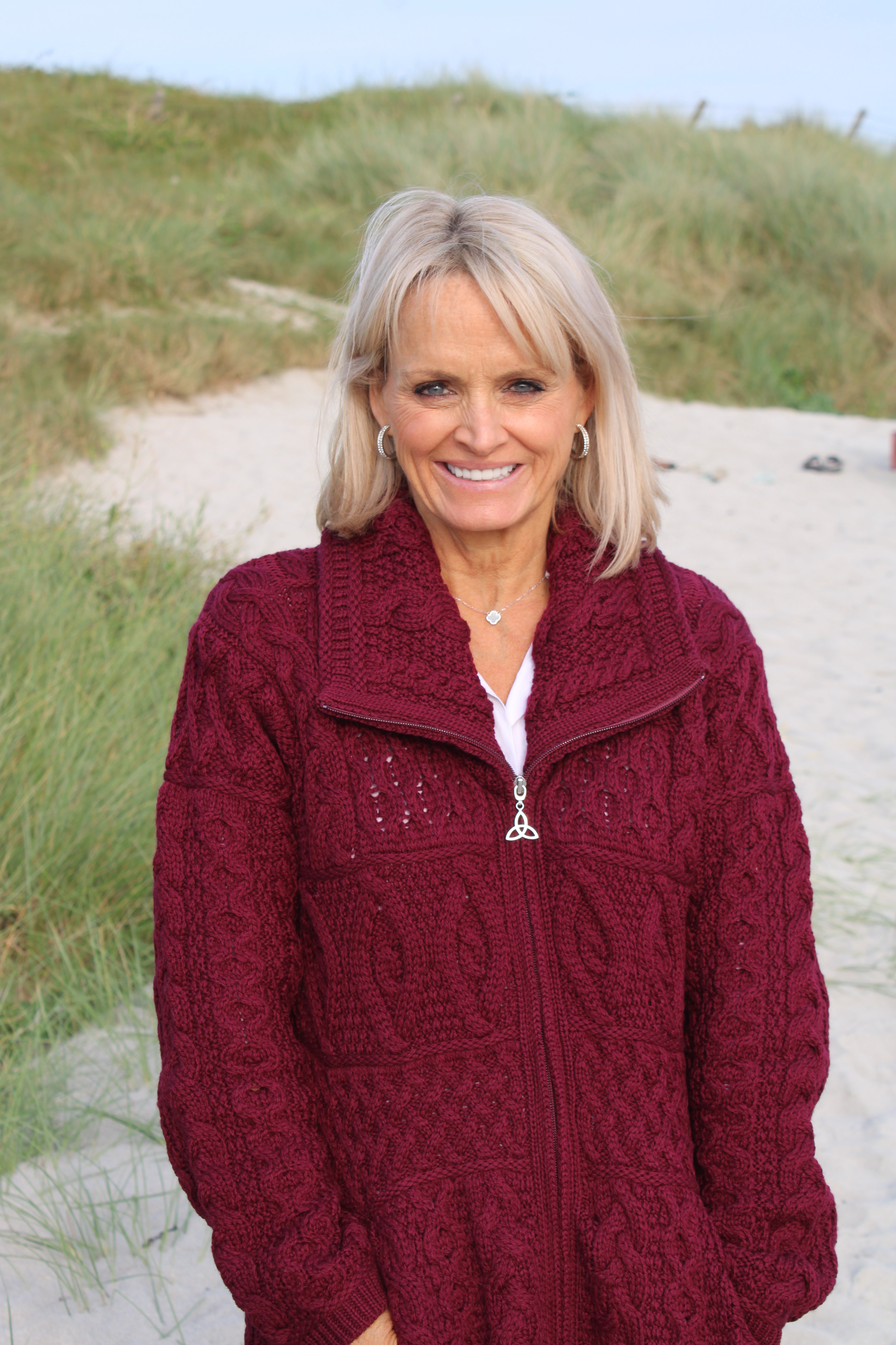 Double Collar Coat , Wine