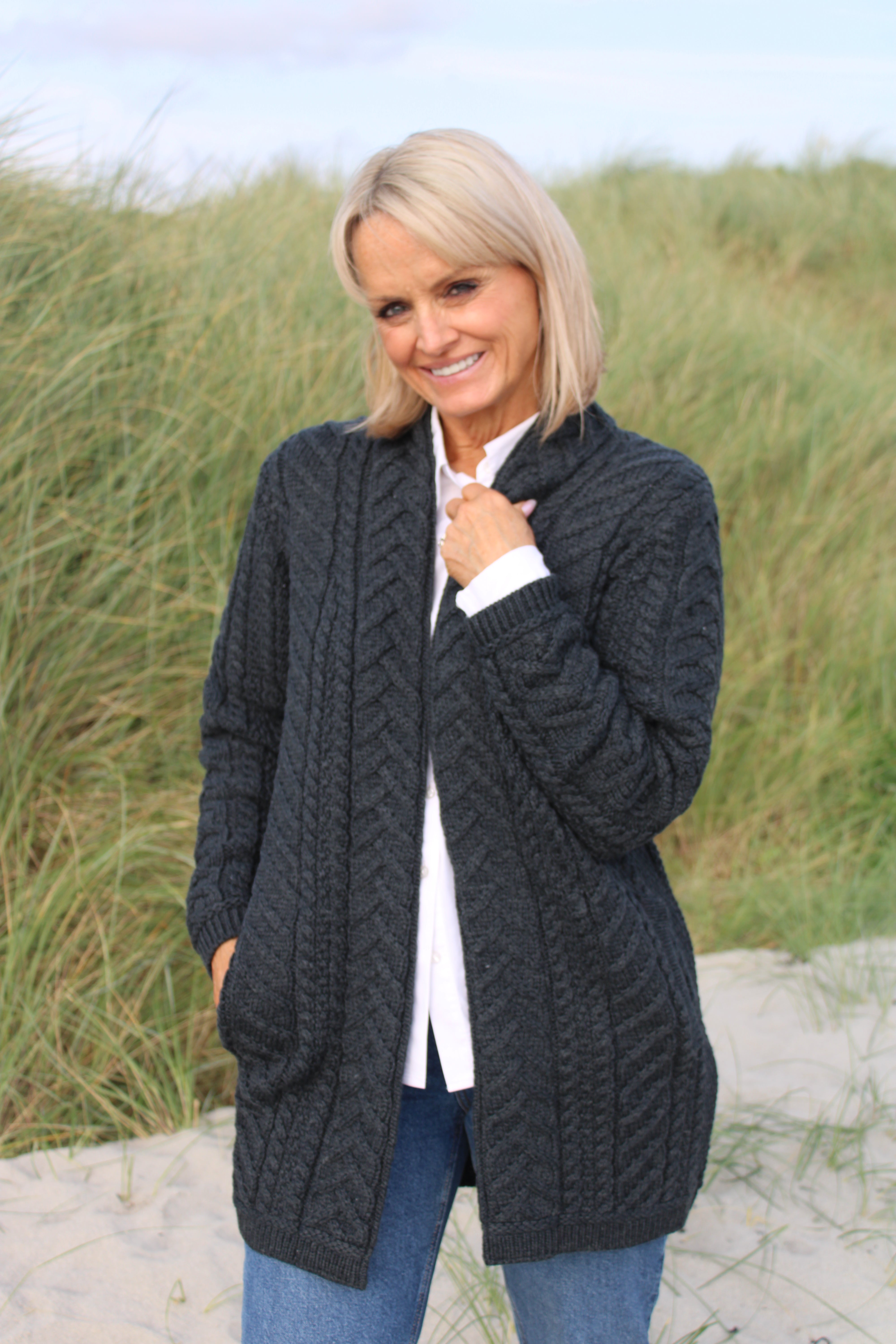 Supersoft Edge to Edge Cardigan , Charcoal
