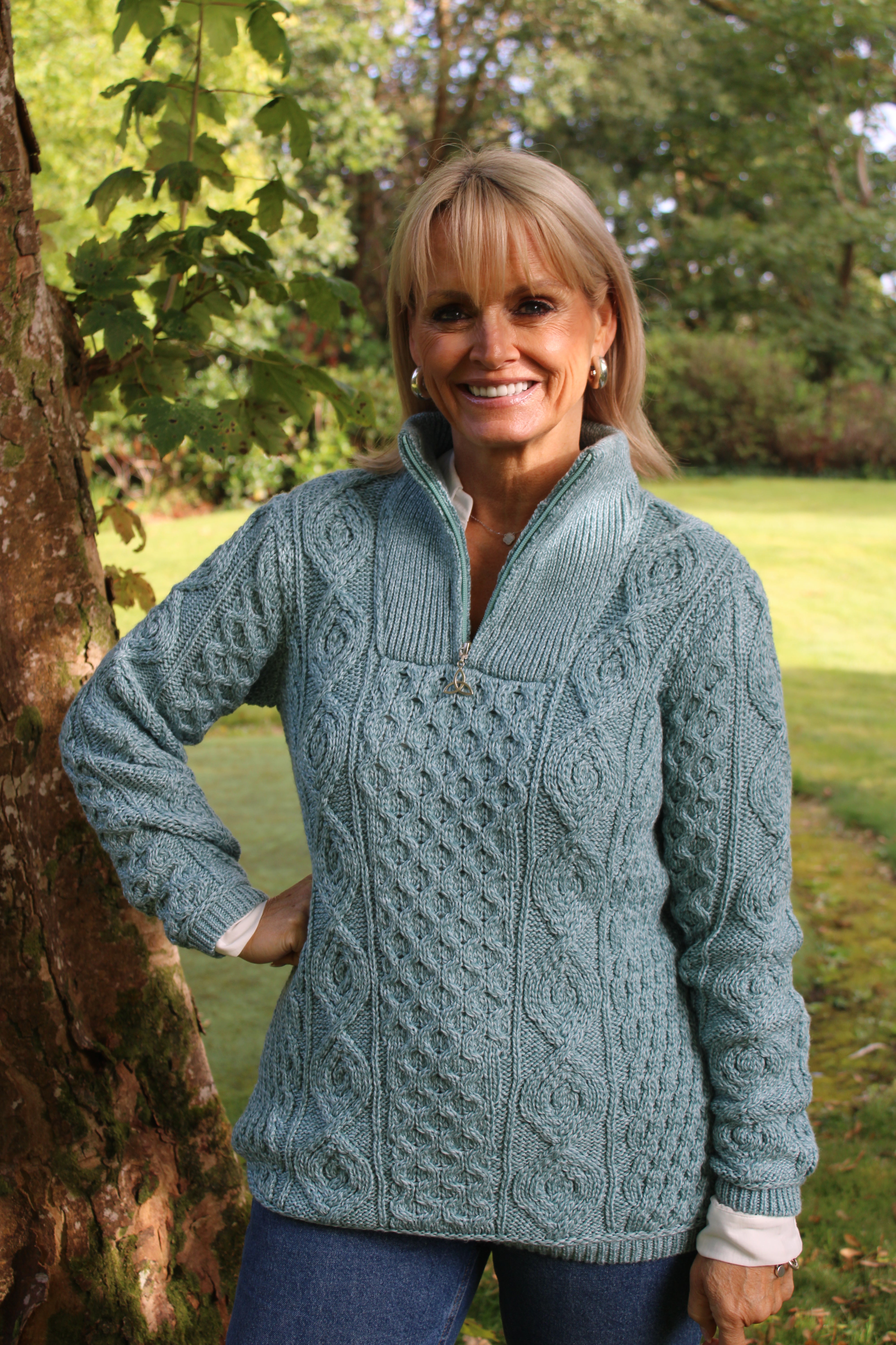 Troyer Zip Sweater , Mermaid Blue