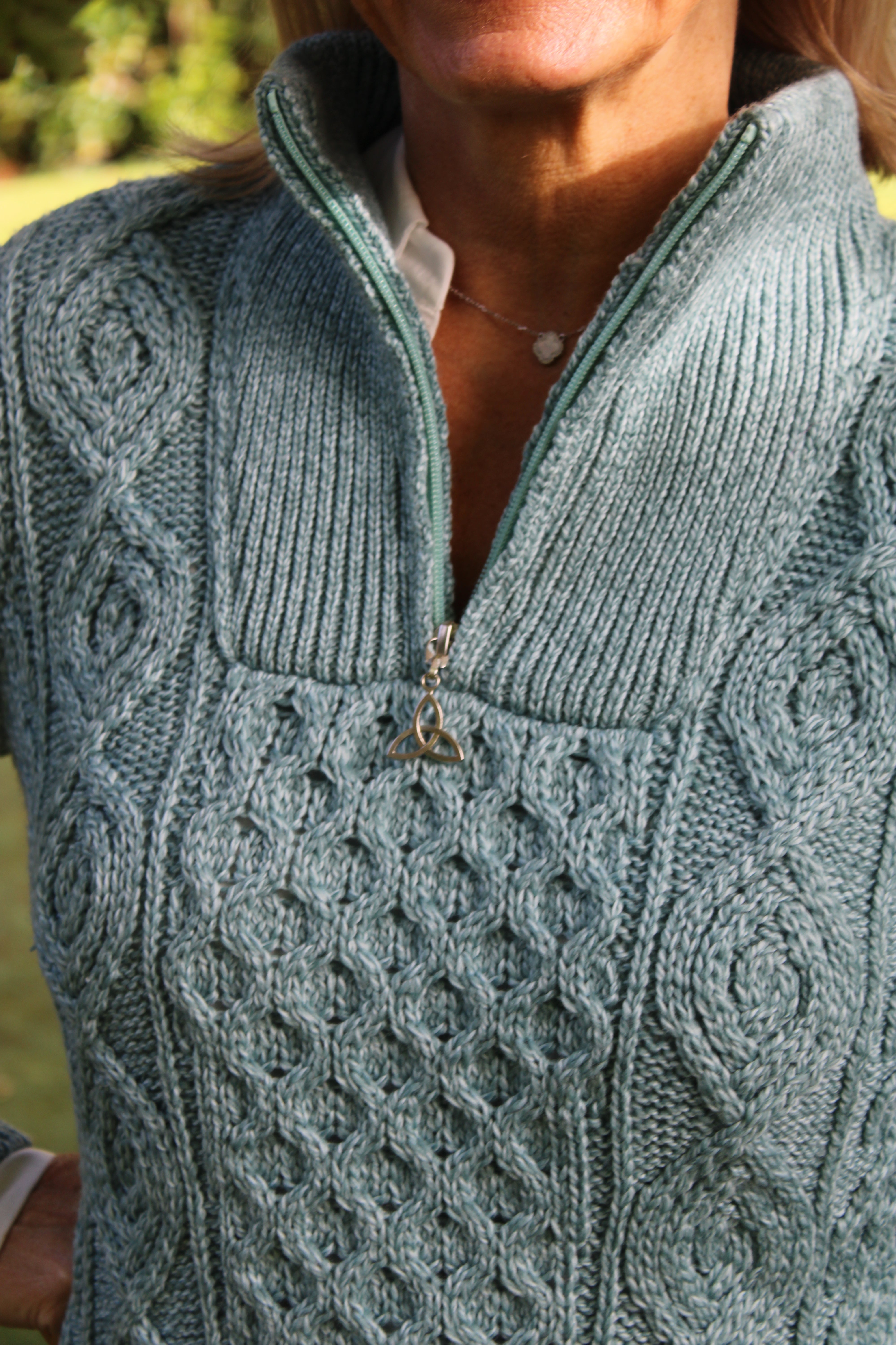 Troyer Zip Sweater , Mermaid Blue