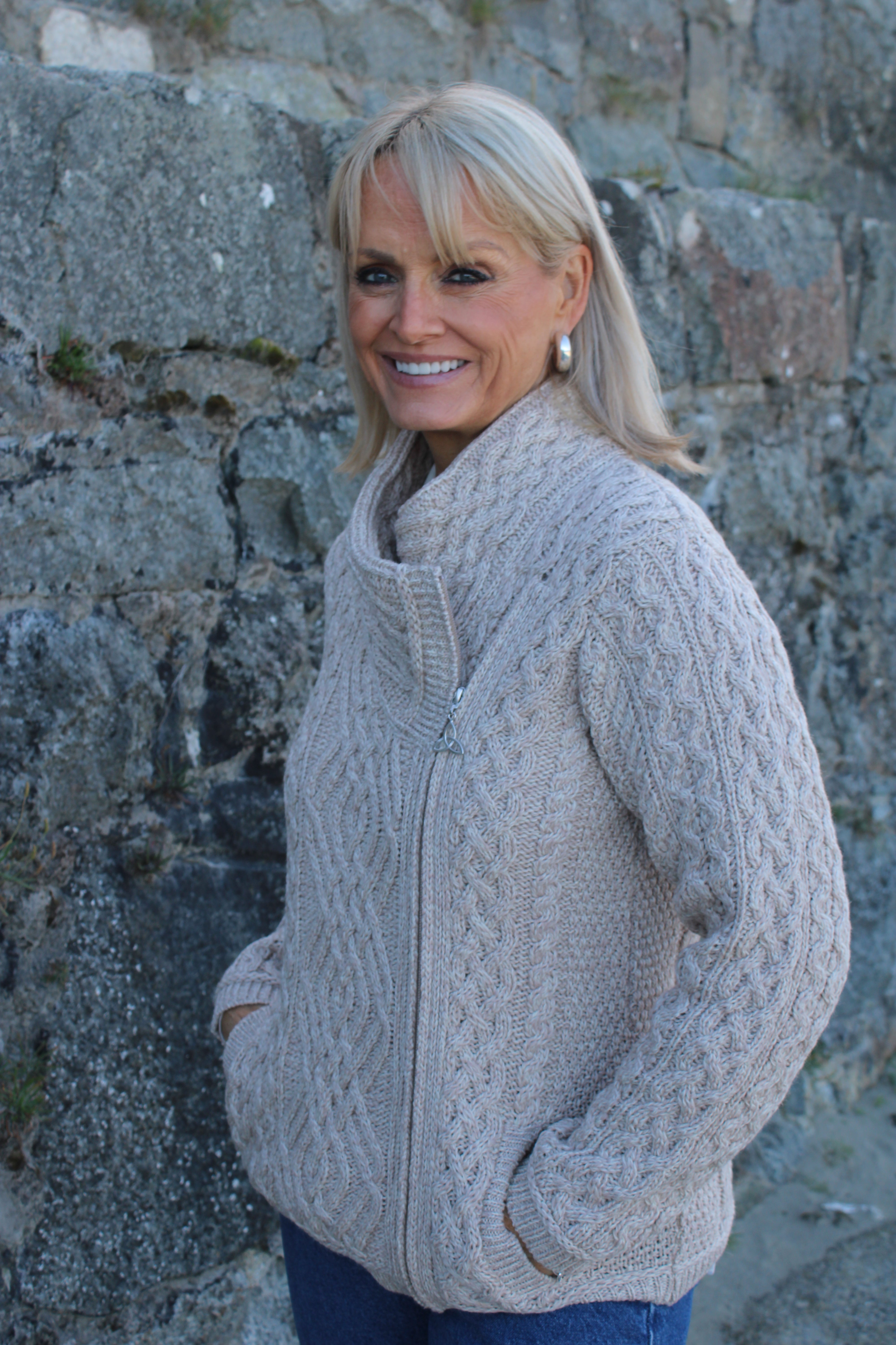 Cable Knit Jacket With Side Zip | Parsnip | West End Z4630