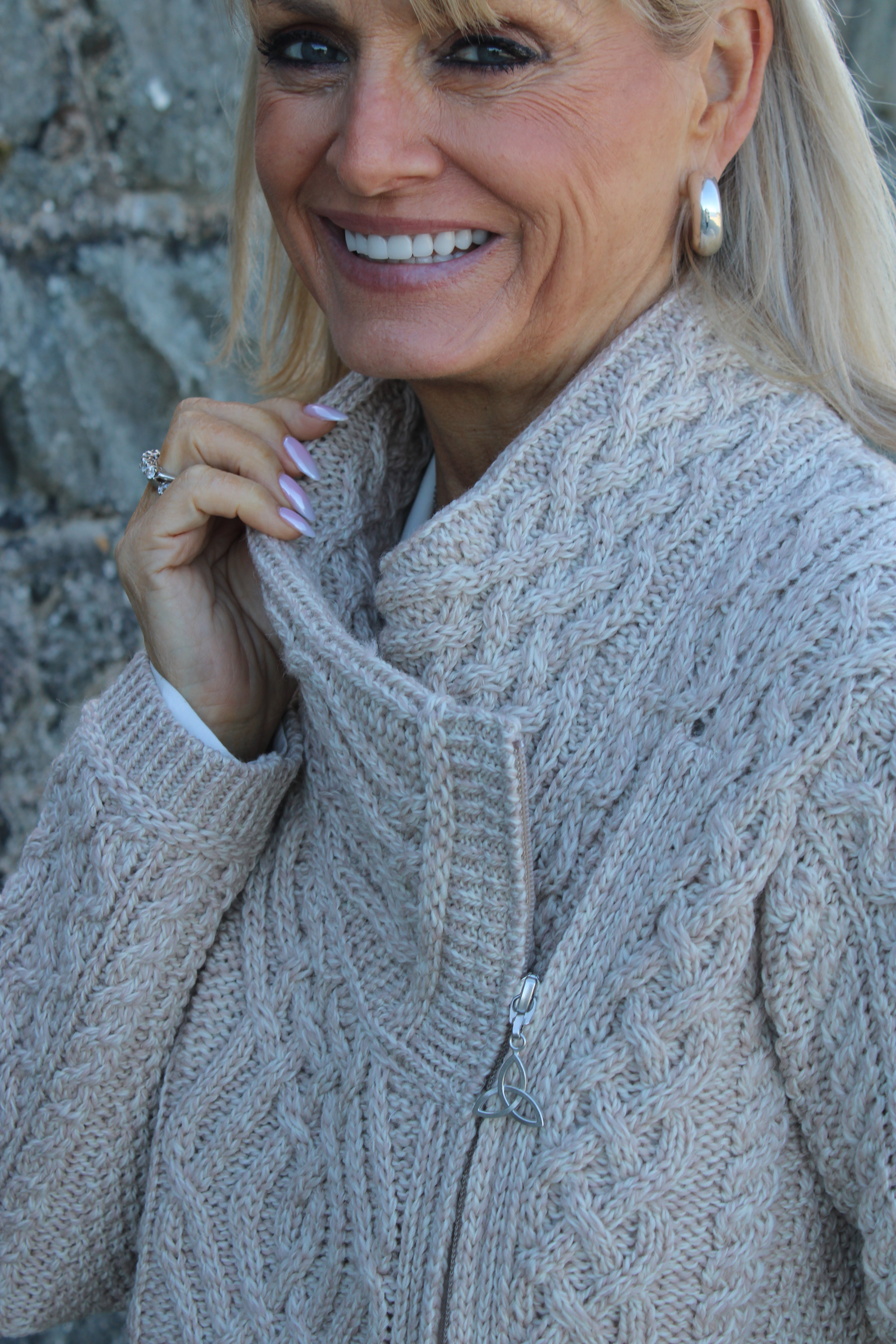 Cable Knit Jacket With Side Zip | Parsnip | West End Z4630