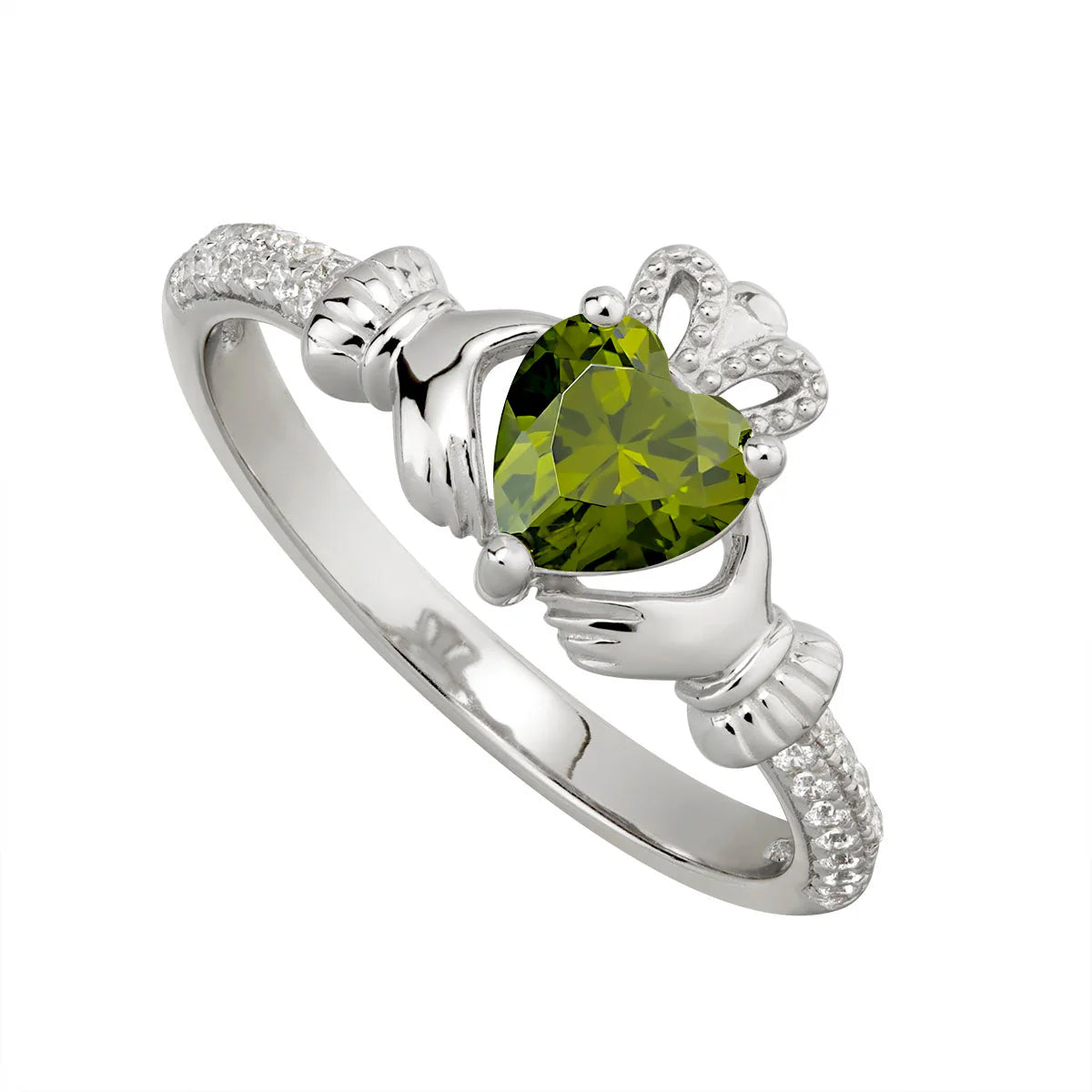 August Birthstone Peridot Claddagh Ring