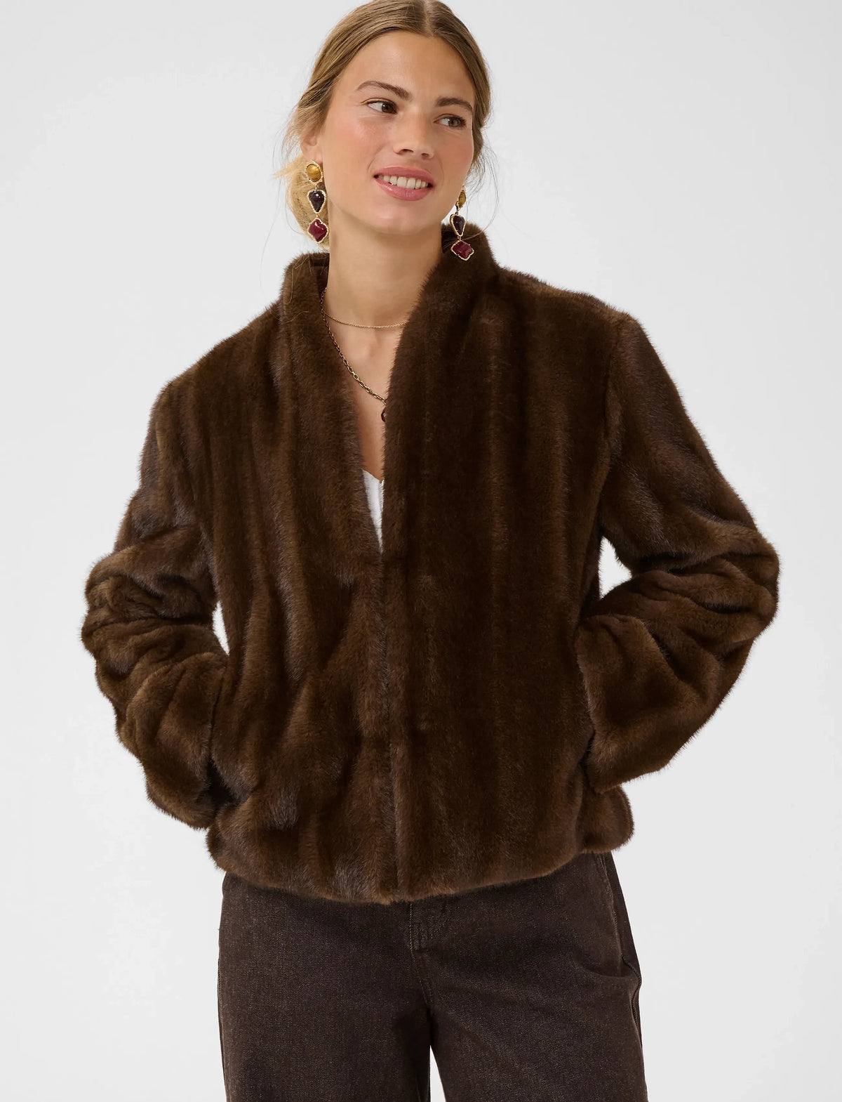 Cream Frania Fur Jacket