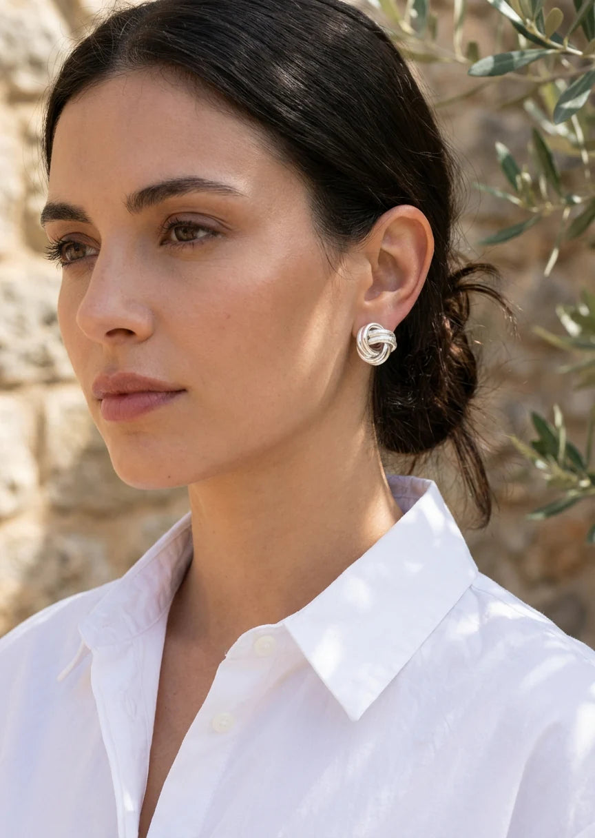 Envy Silver Knot Earrings