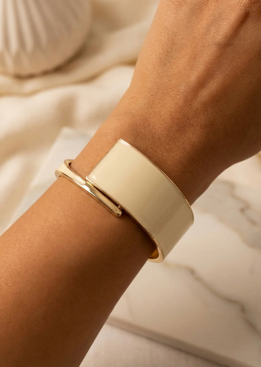 Envy Gold and Cream Enamel Cuff