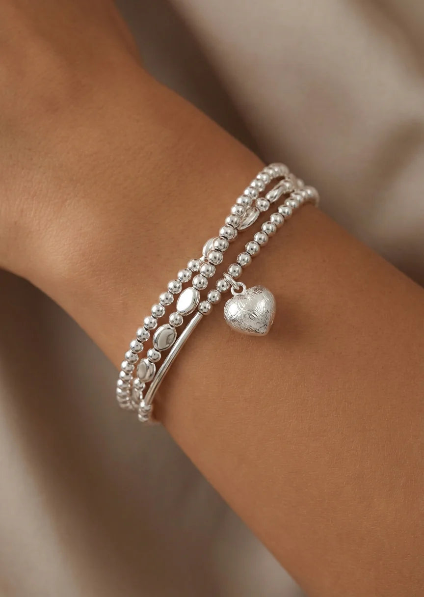 Envy Triple Layer Stretch Bracelet , Silver