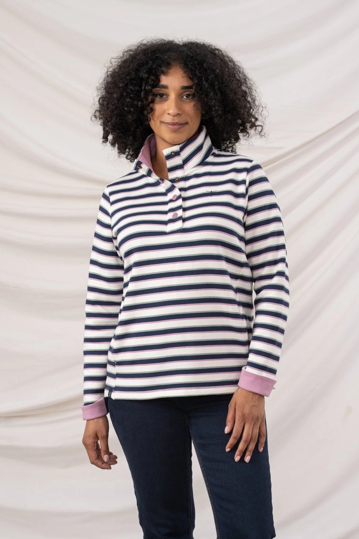 Lighthouse Haven Striped Sweatshirt