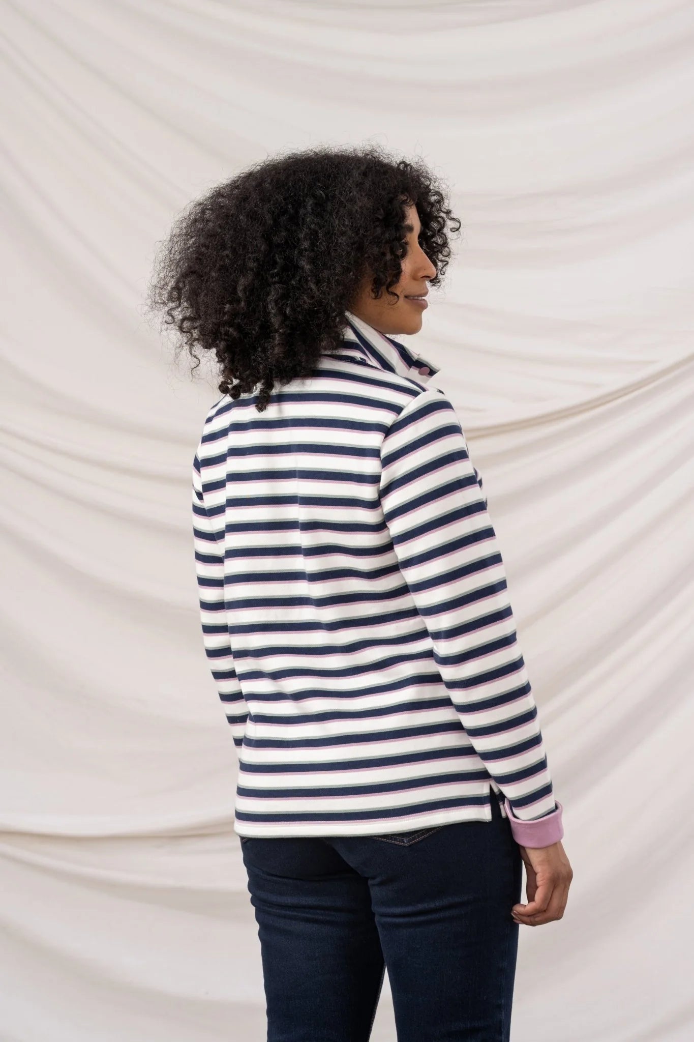 Lighthouse Haven Striped Sweatshirt