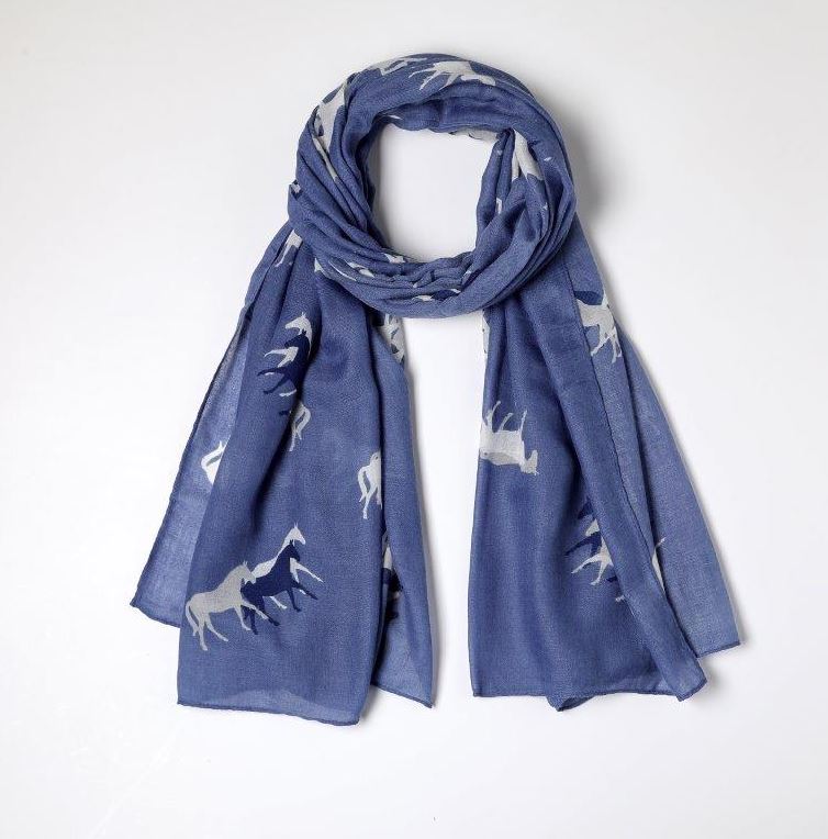 Eco Style | Horse Print Scarf | Blue