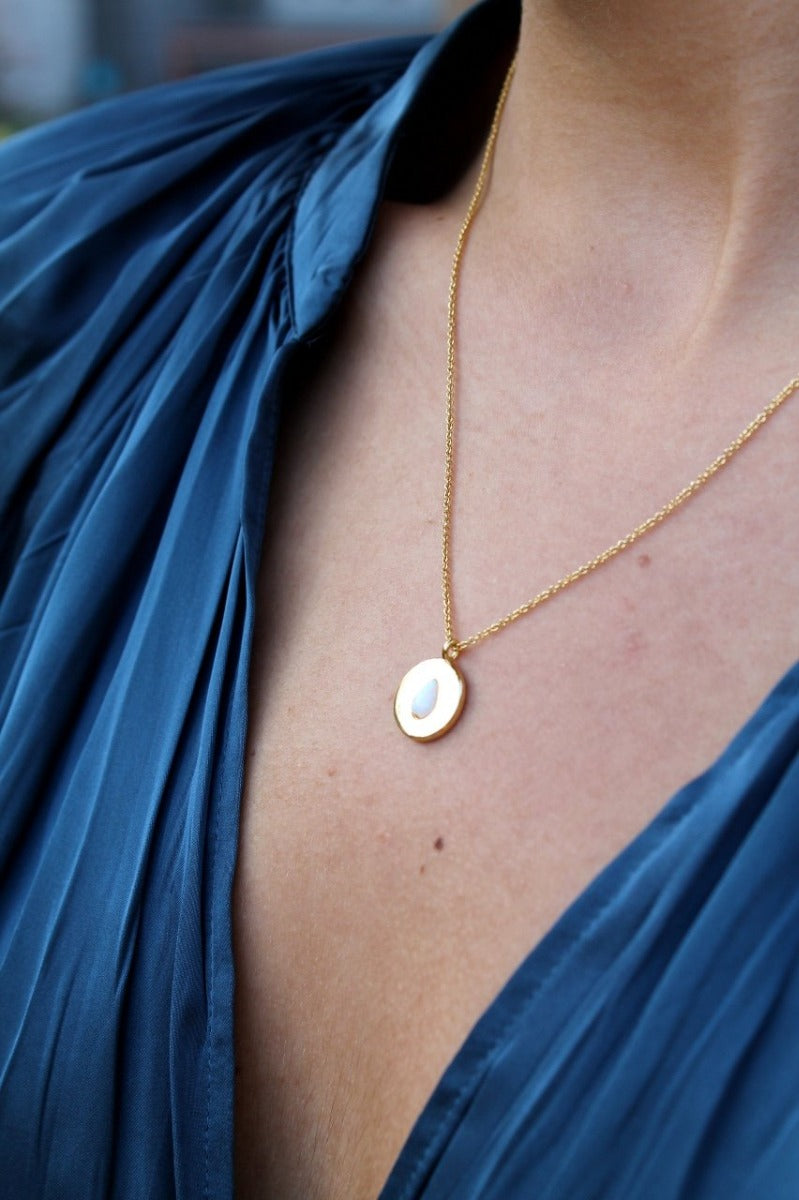 Mary-K | Gold Opal Stone Necklace