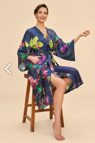 Powder Exotic Kimono Gown