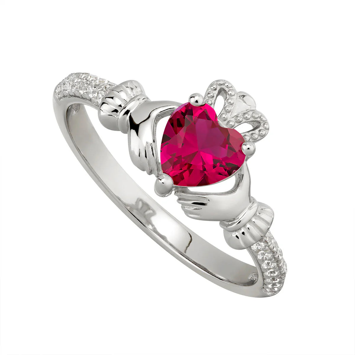 July Birthstone Ruby Claddagh Ring