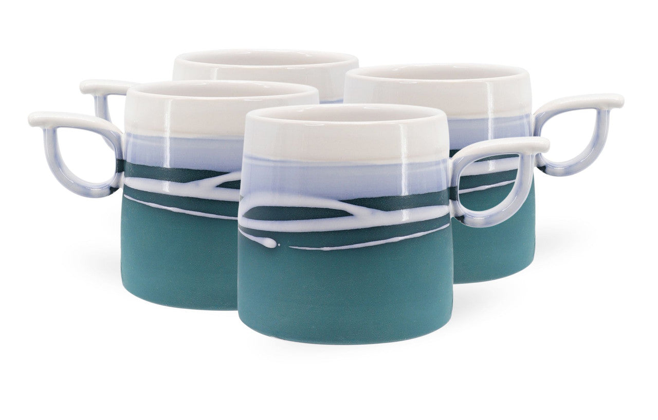 Paul Maloney Teal Mugs S/4