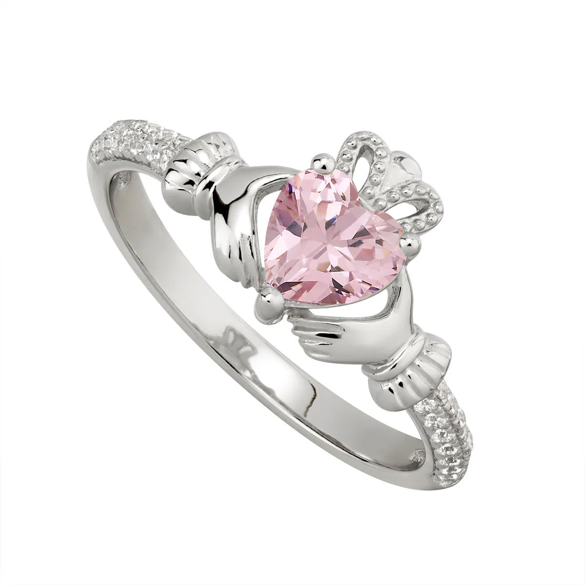October Birthstone Rose Claddagh Ring